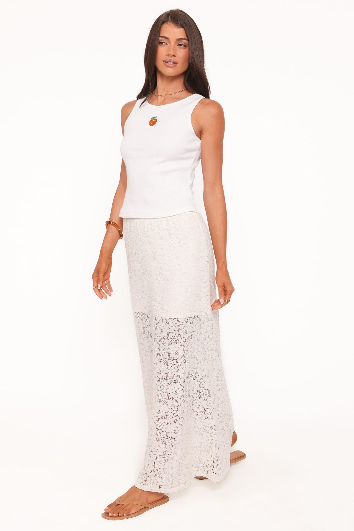 Cassie Lace Maxi Skirt in Cream – view 3 of 6