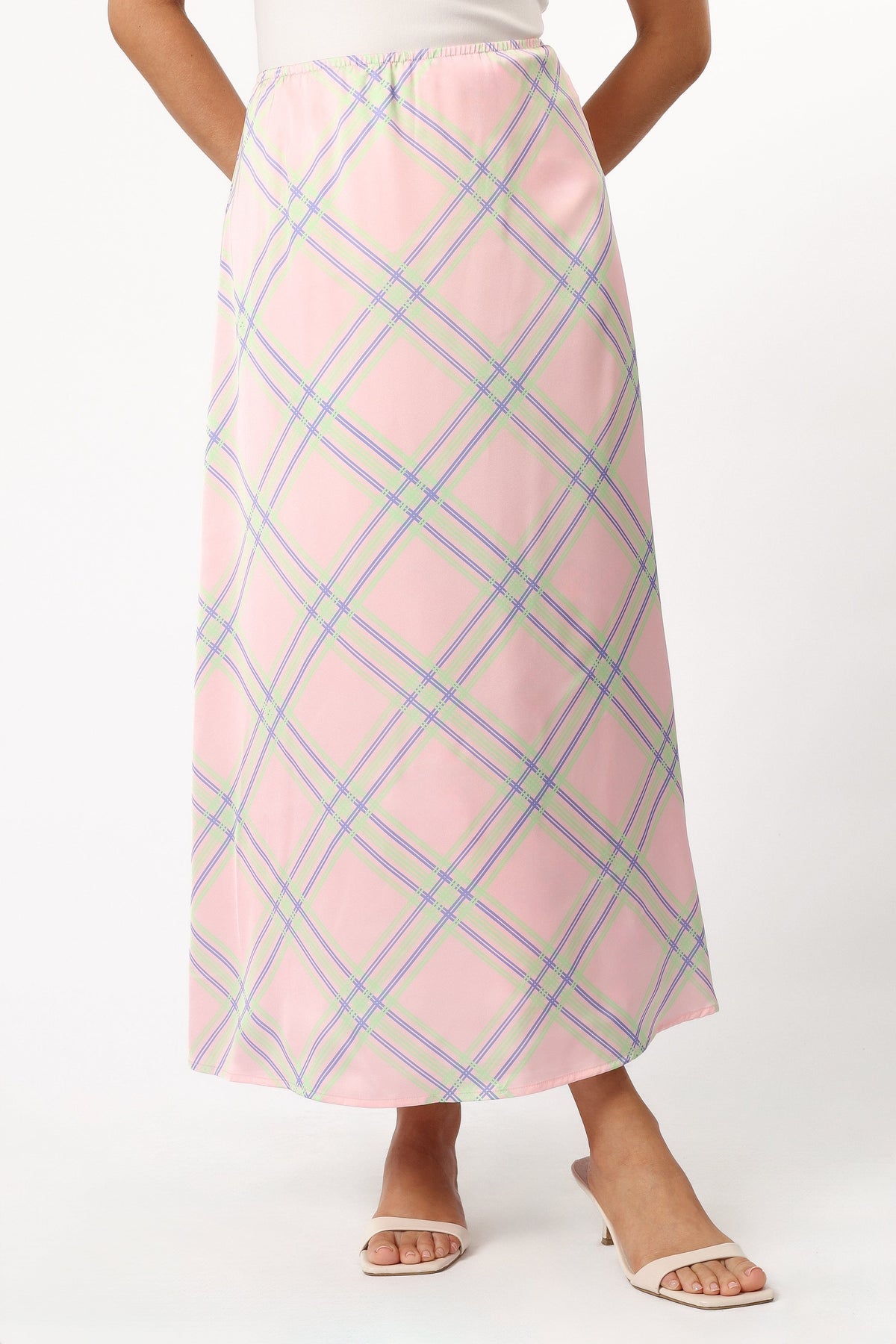 Clarissa Midi Skirt in Pink Check – view 2 of 6