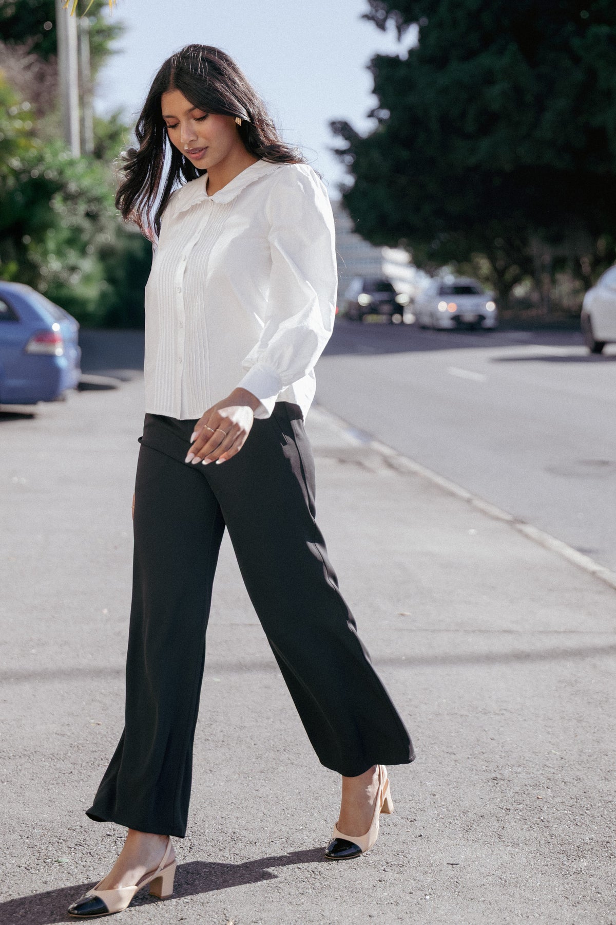 Clark Crepe Wide Leg Pant in Black – view 1 of 6