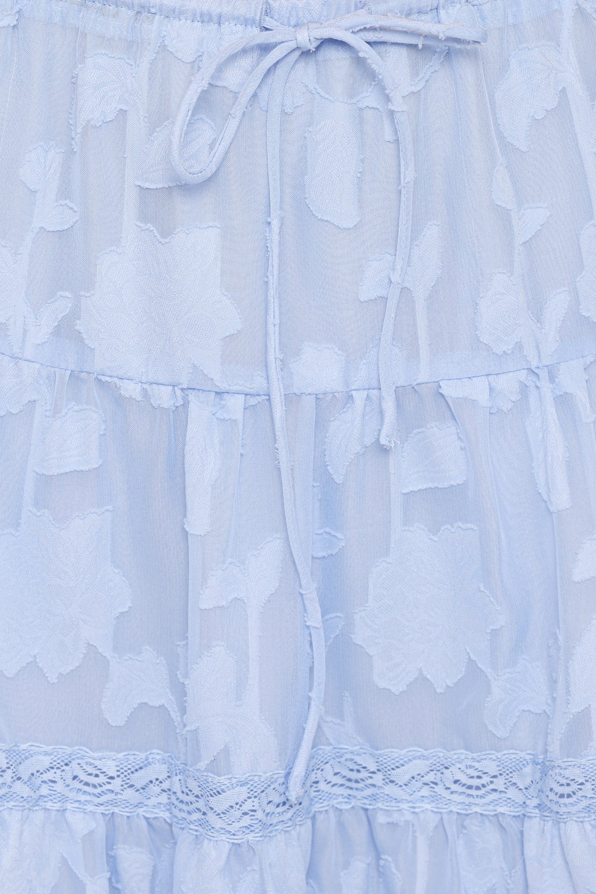 Clodagh Textured Tiered Mini Skirt in Powder Blue – view 6 of 7