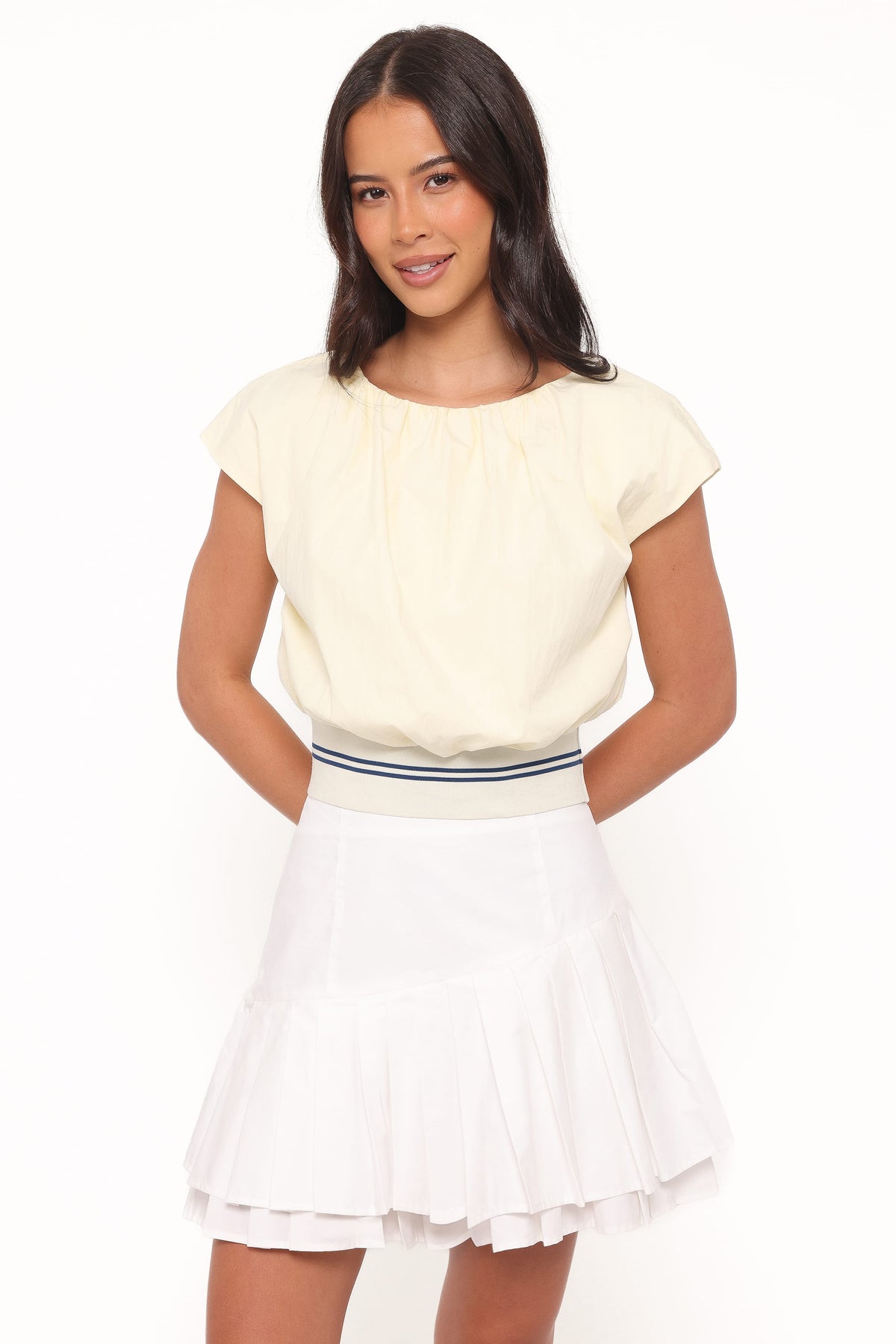 Cygnus Pleated Mini Skirt in White – view 1 of 6