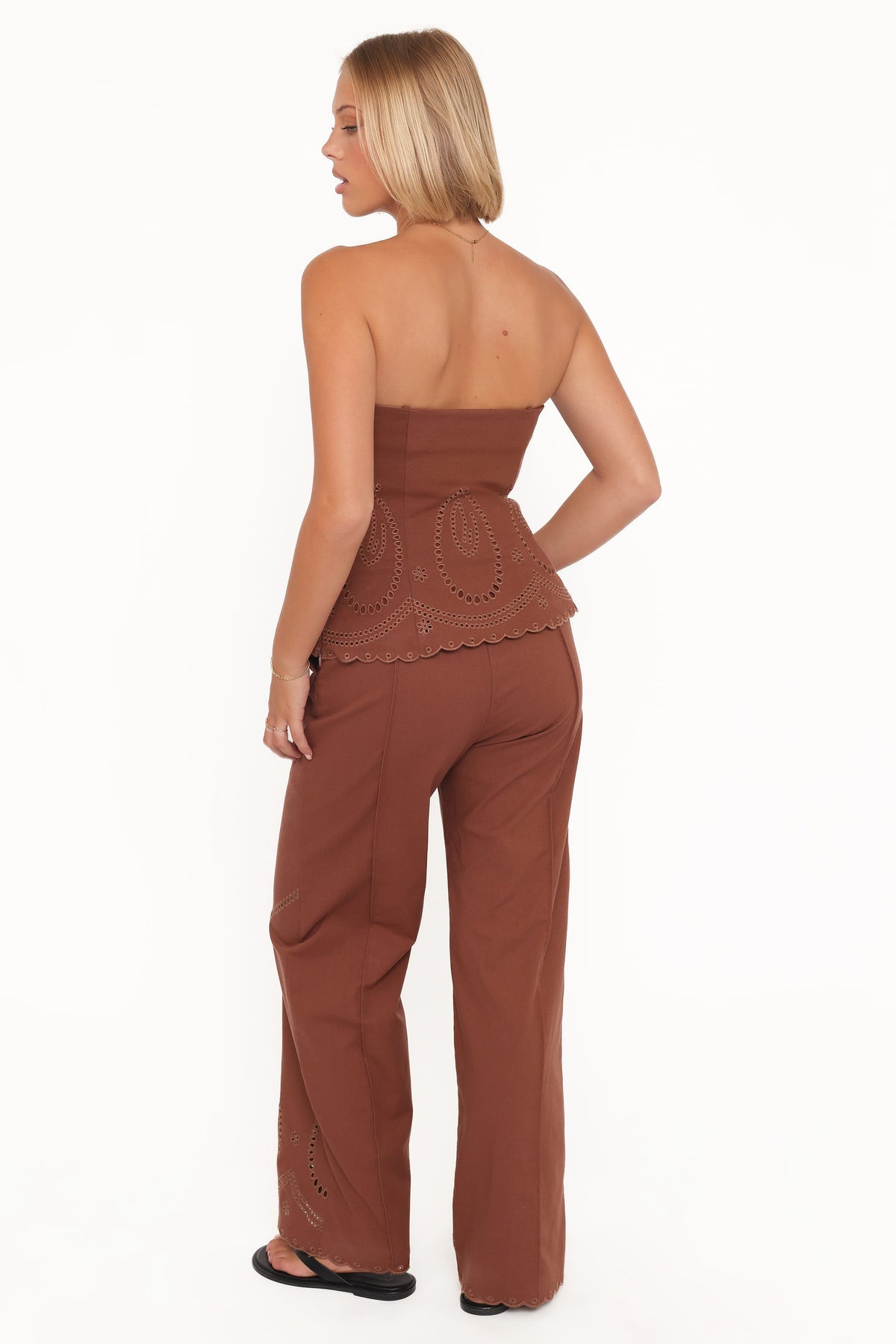 Dalia Eyelet Pant in Brown – view 5 of 7
