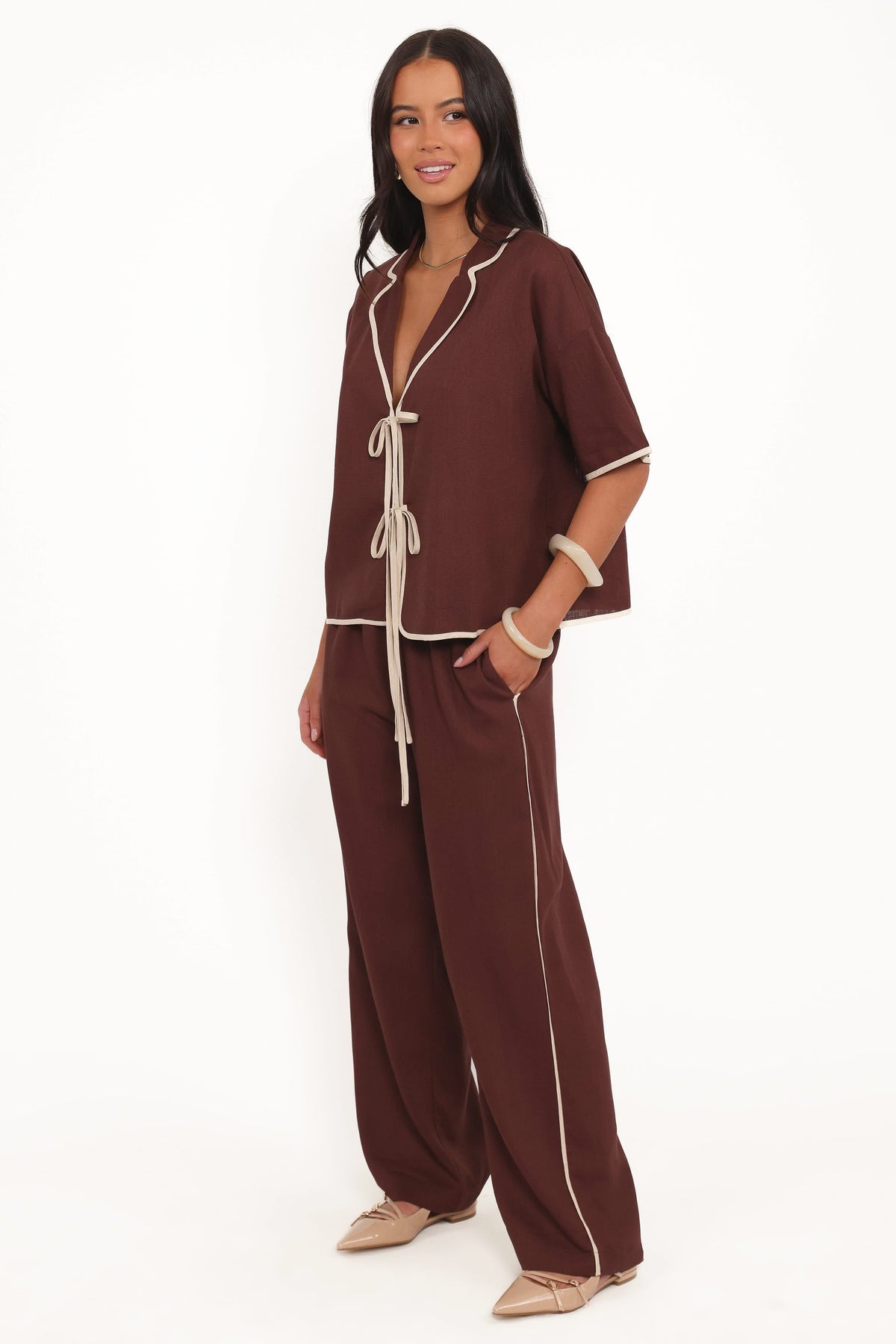 Dalton Pant in Brown Cream – view 2 of 6
