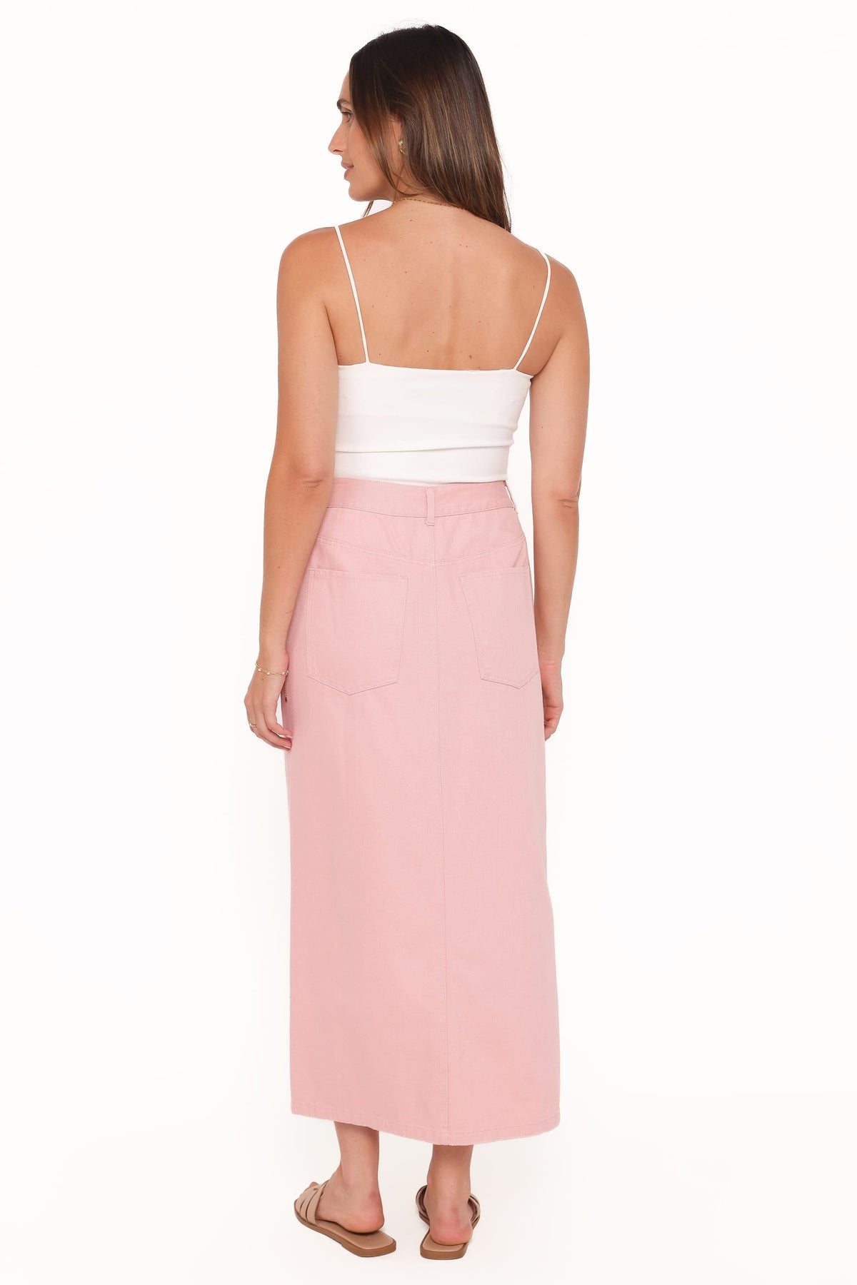 Dana Denim Midi Skirt in Dusty Pink – view 4 of 7