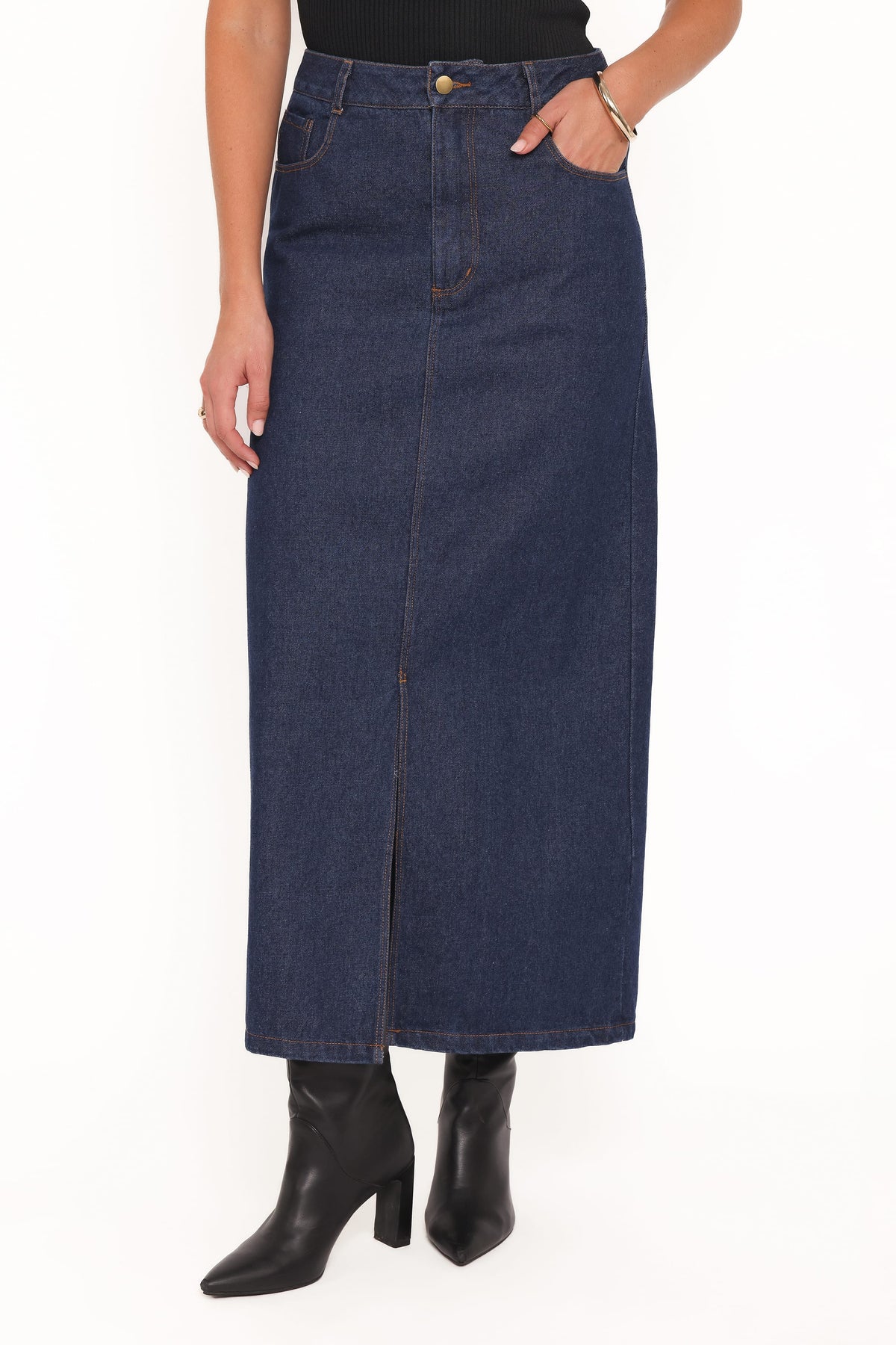 Dana Denim Midi Skirt in Midnight – view 6 of 8