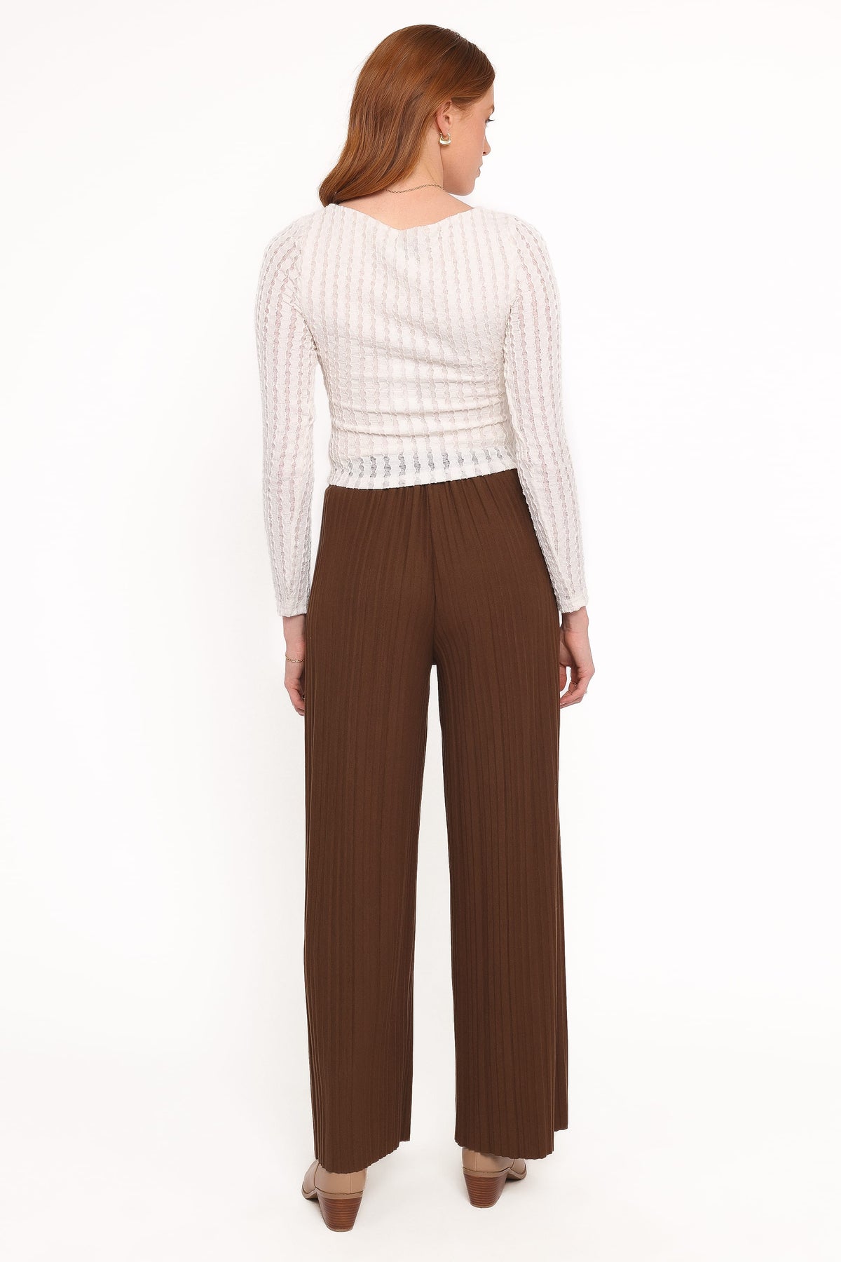Davis Pleated Knit Pant in Brown – view 4 of 6