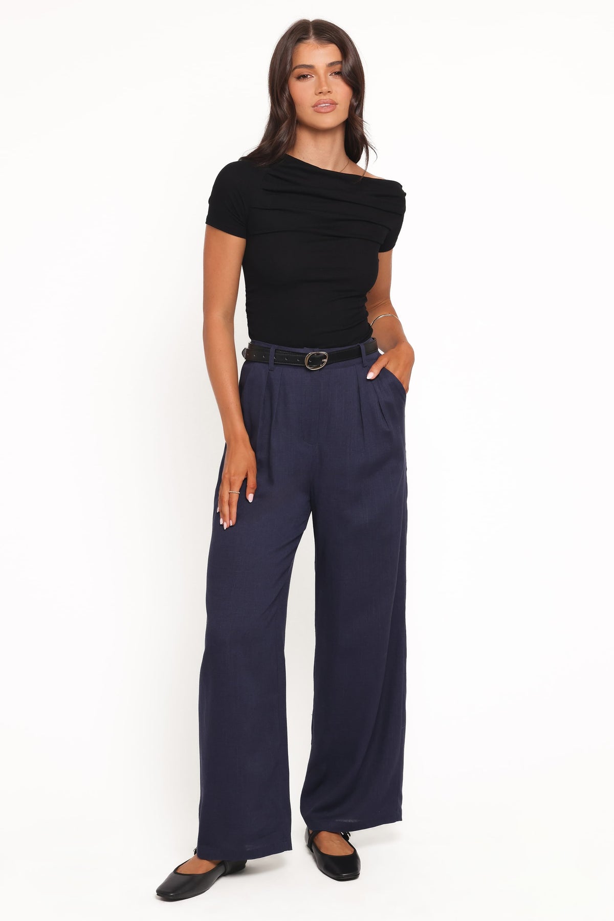 Dean Linen Pants in Navy – view 1 of 5