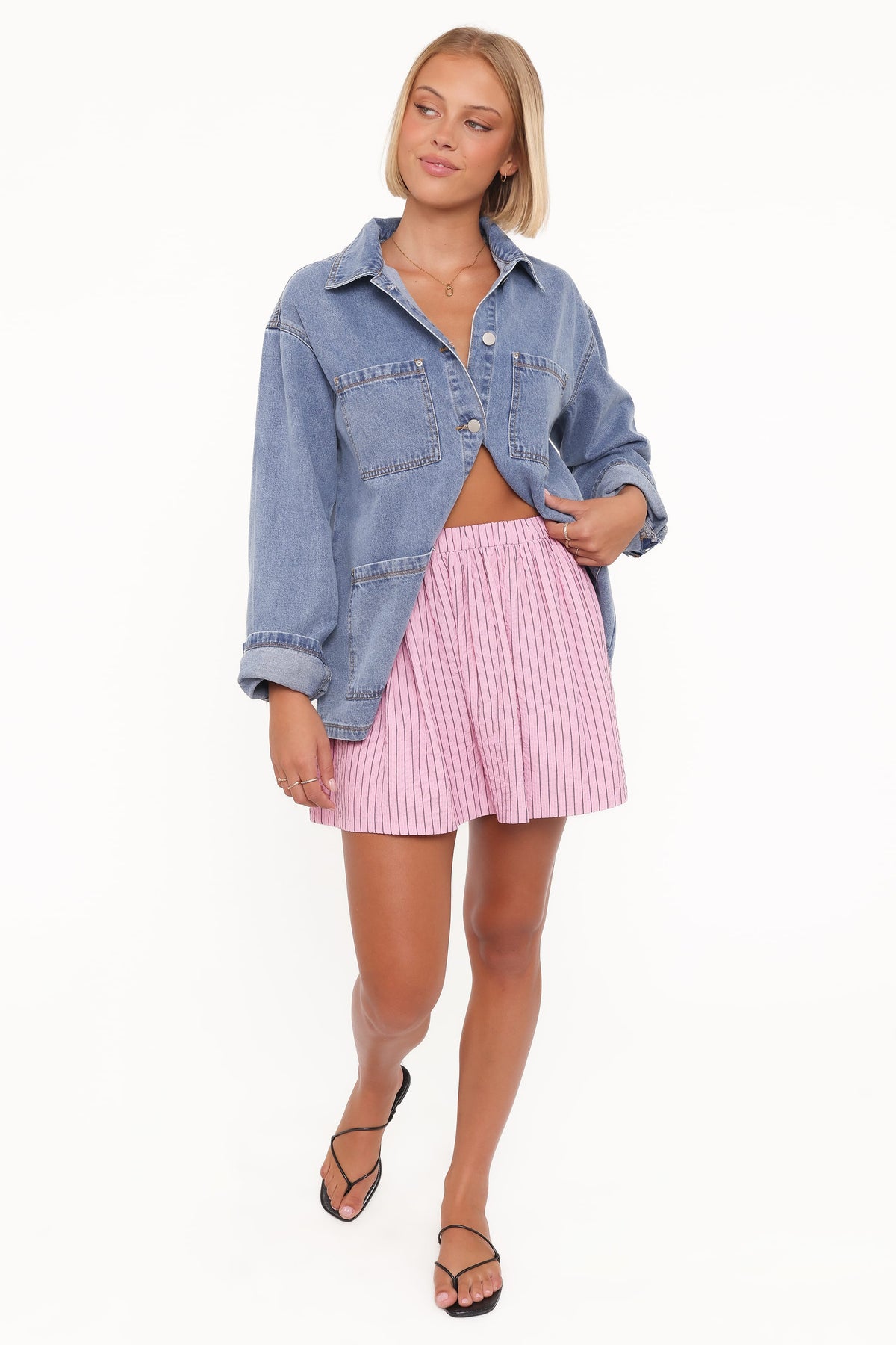 Domitia Mini Aline Skirt in Pink White Stripe – view 2 of 8