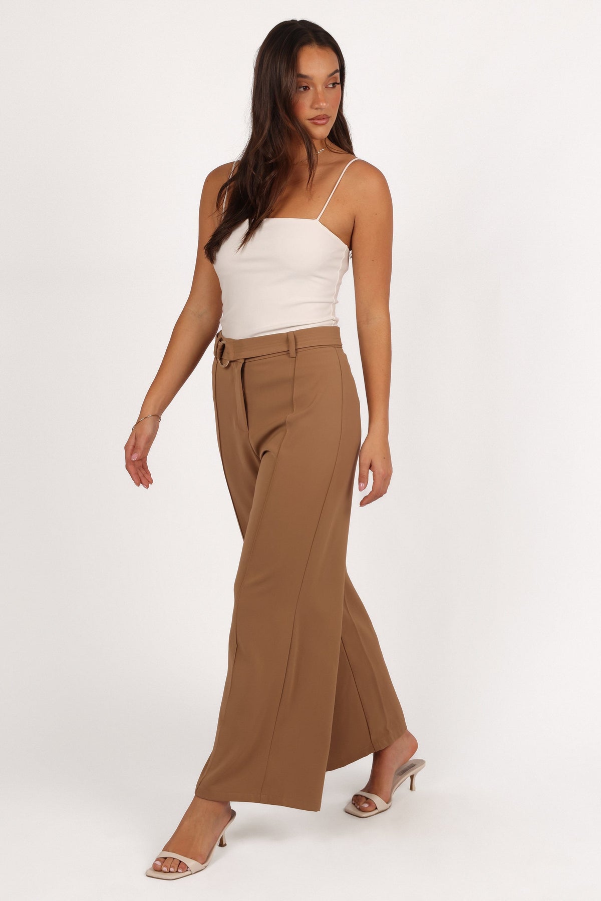 Elaine Belted Pant in Mocha – view 3 of 6