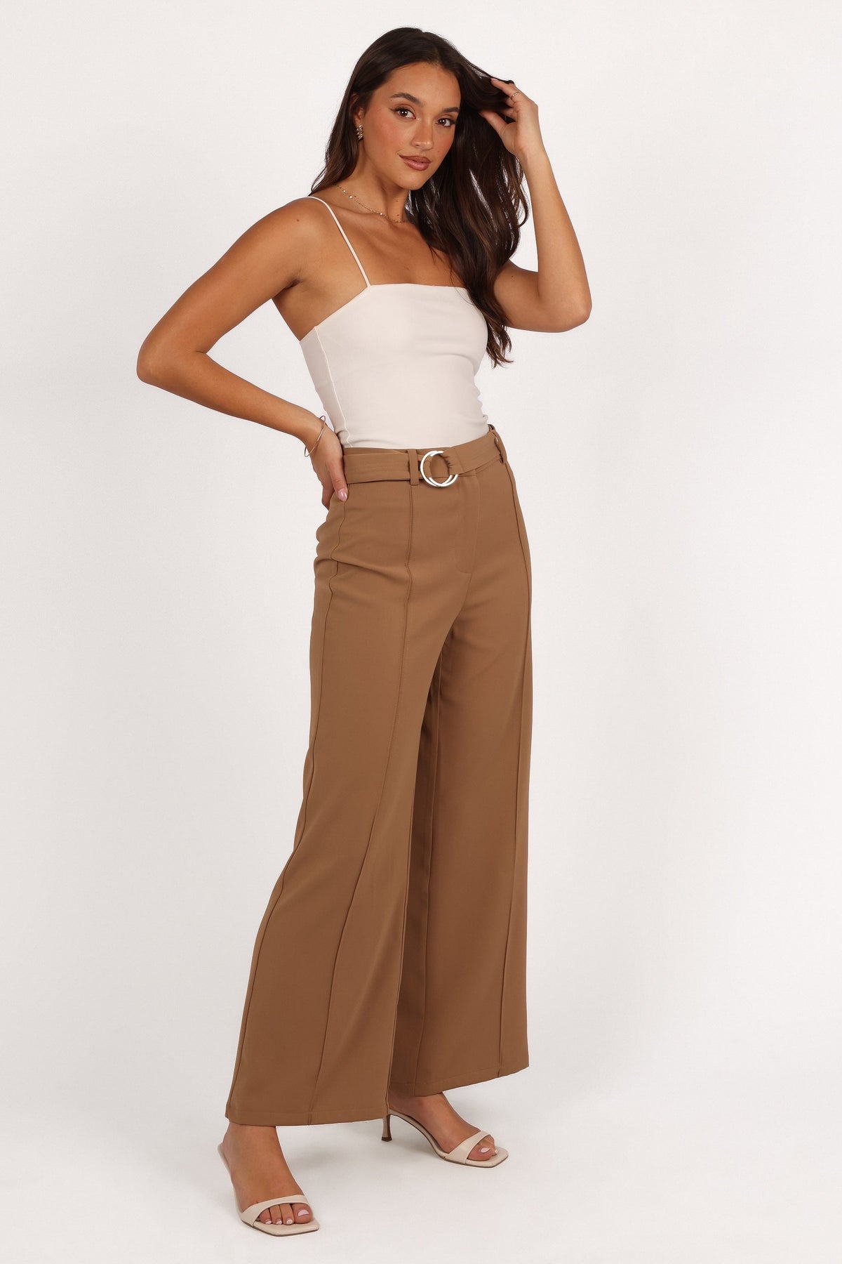 Elaine Belted Pant in Mocha – view 5 of 6