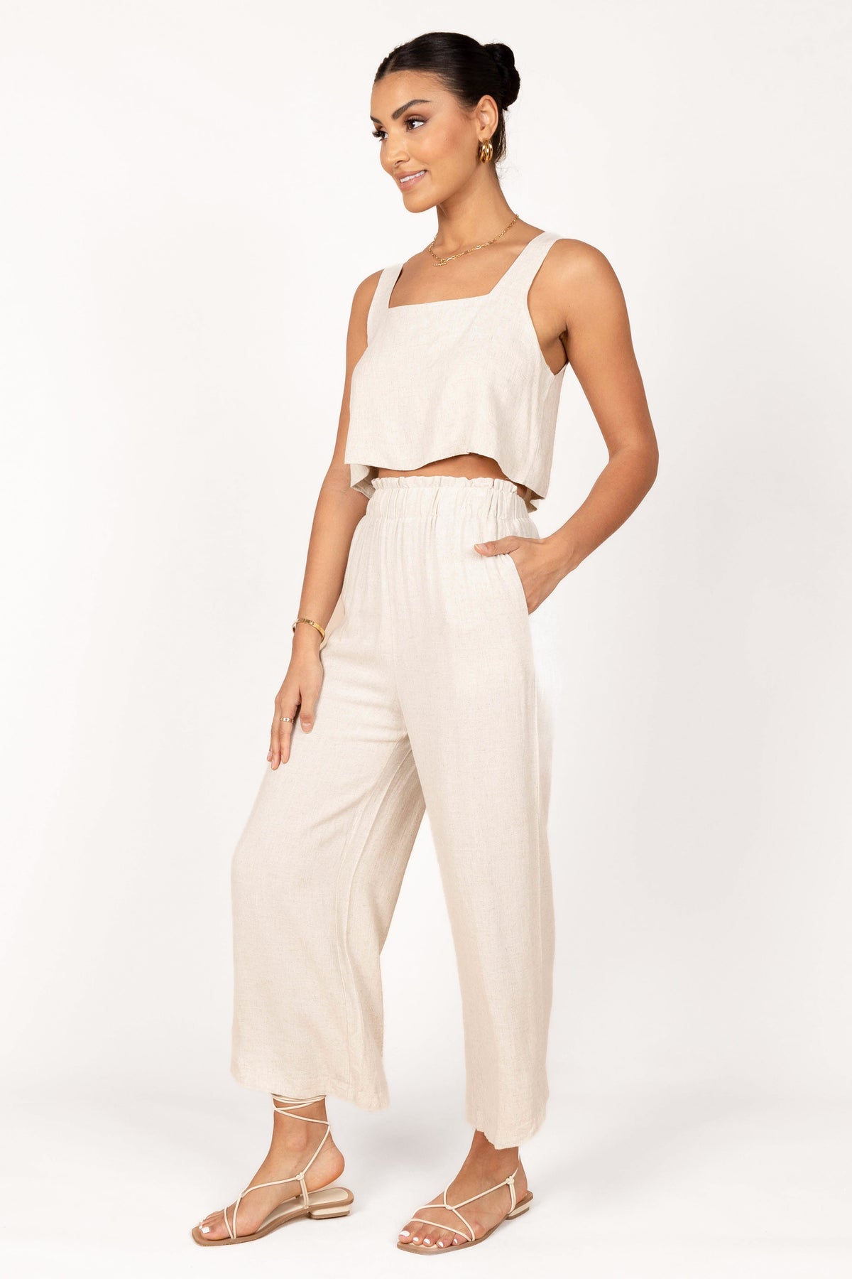 Eleanor High Waisted Pants in Beige – view 6 of 9