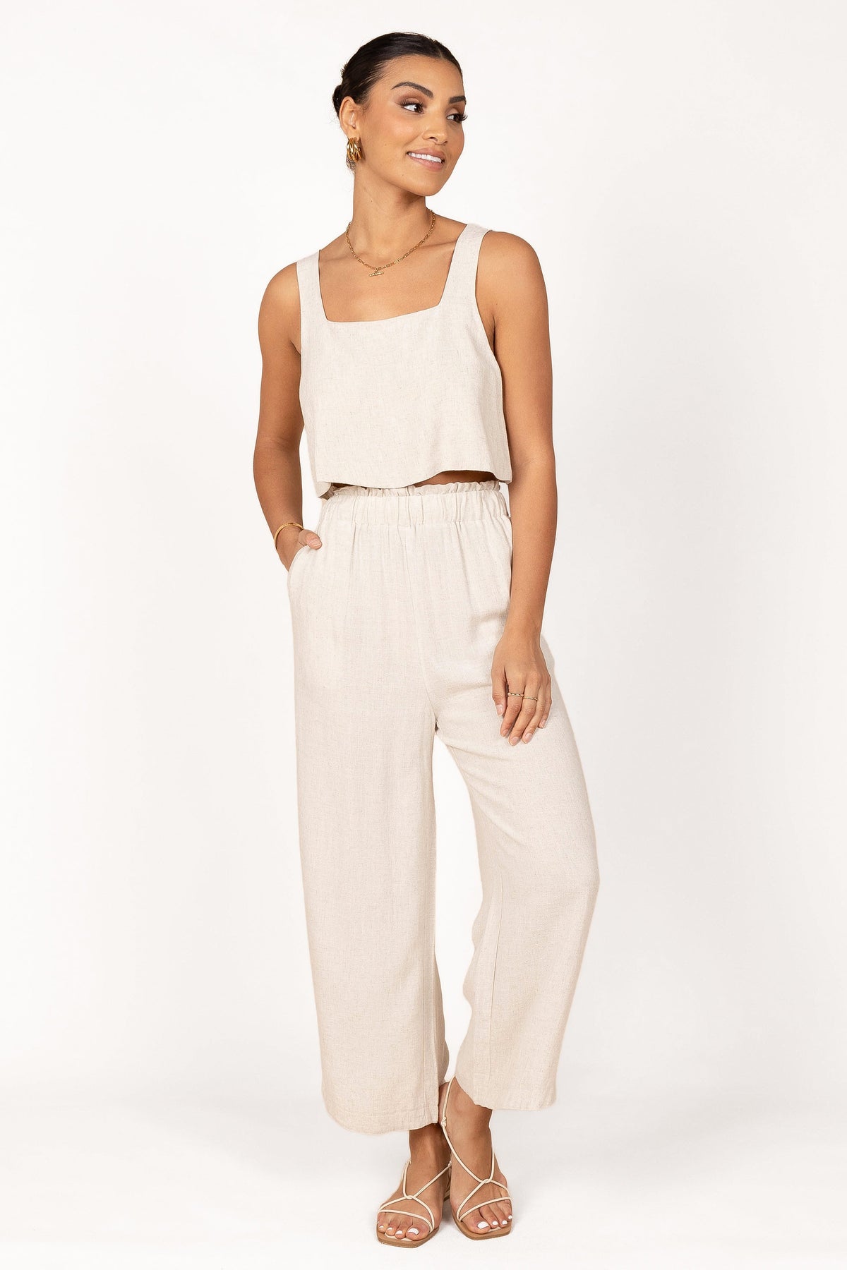Eleanor High Waisted Pants in Beige – view 7 of 9