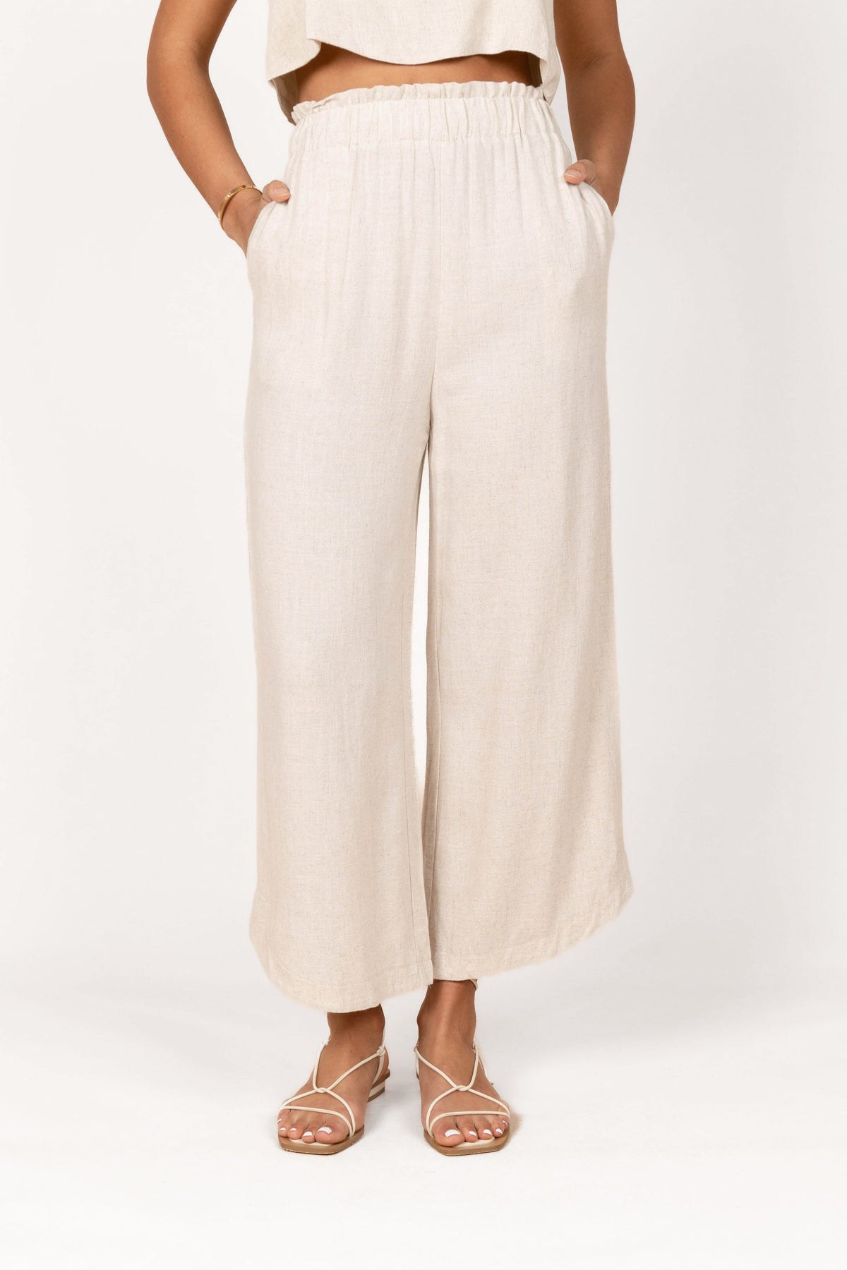 Eleanor High Waisted Pants in Beige – view 1 of 9
