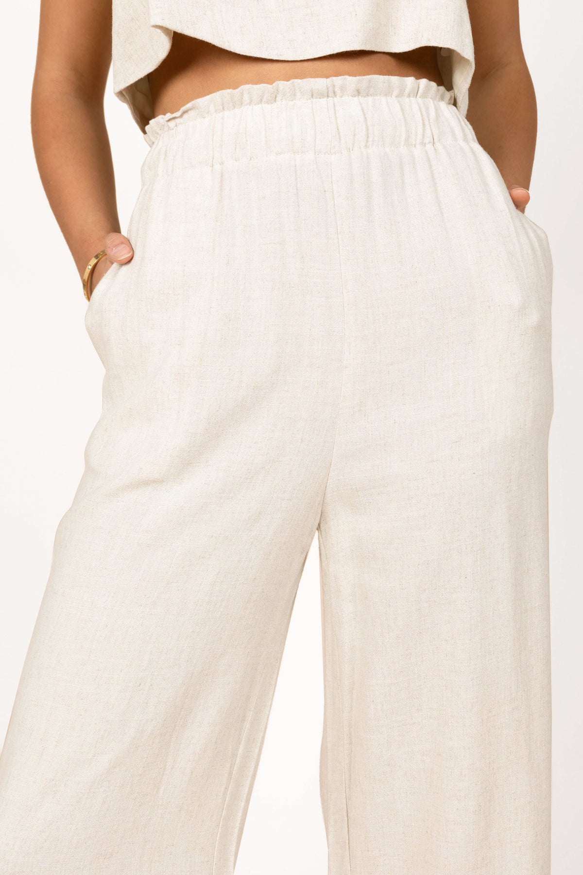 Eleanor High Waisted Pants in Beige – view 8 of 9