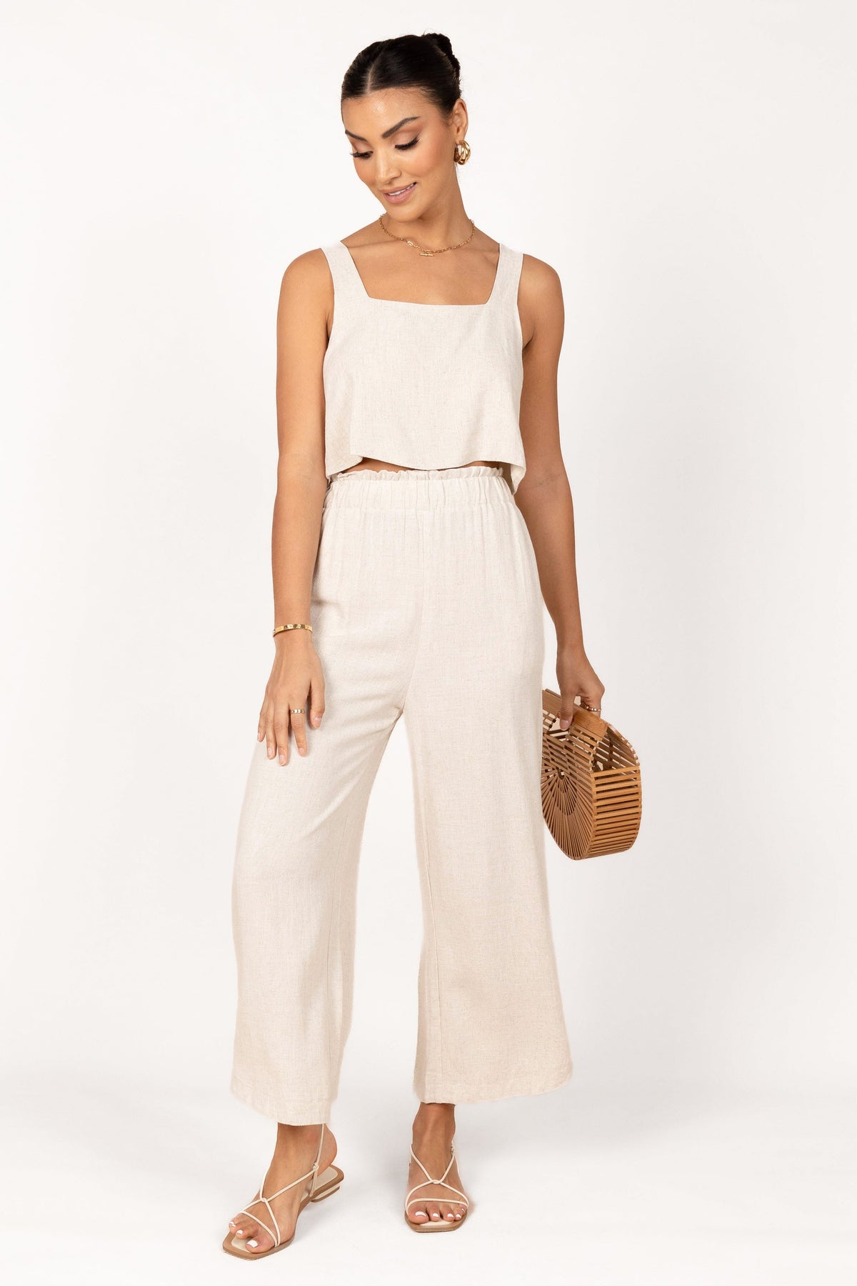 Eleanor High Waisted Pants in Beige – view 3 of 9