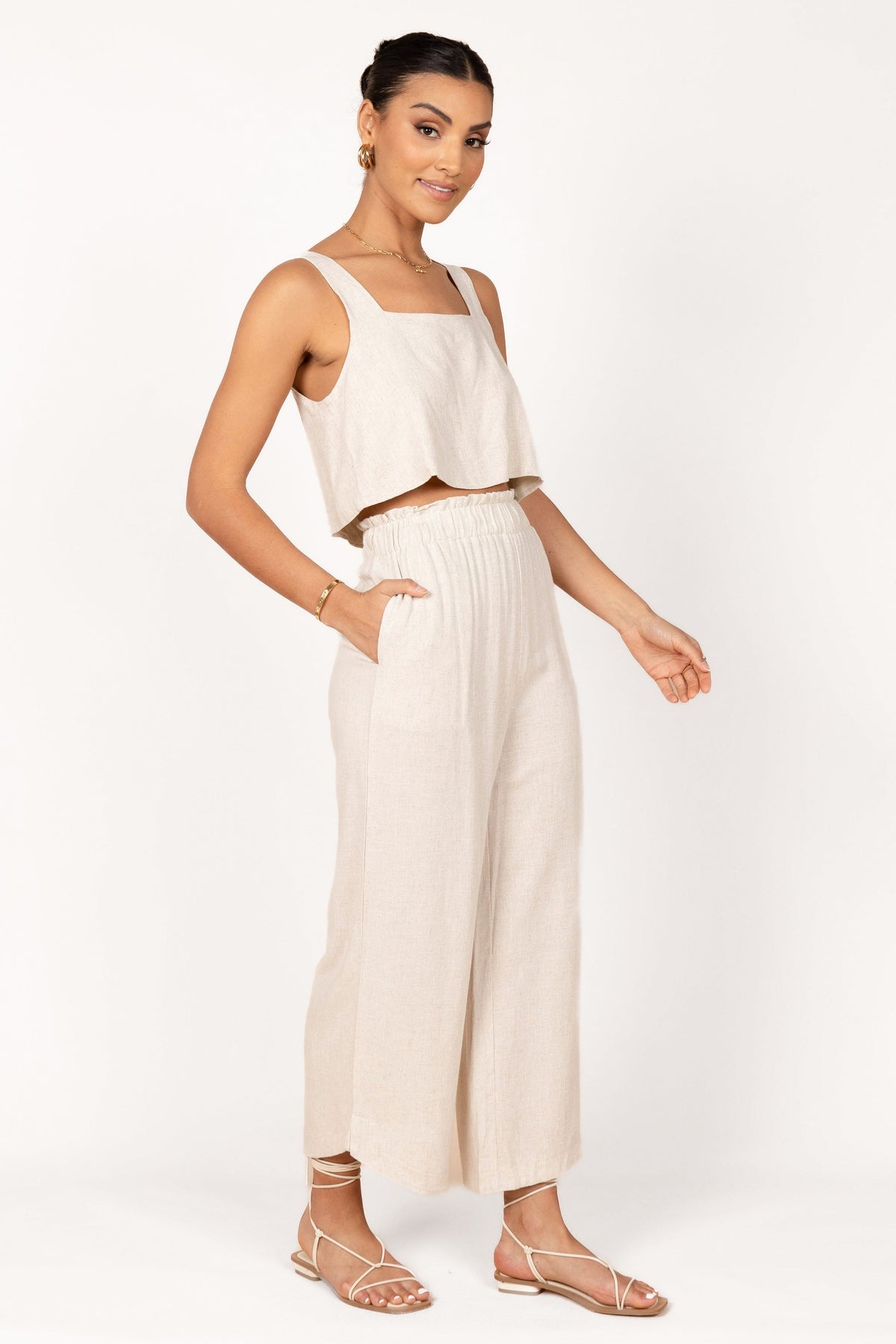Eleanor High Waisted Pants in Beige – view 4 of 9