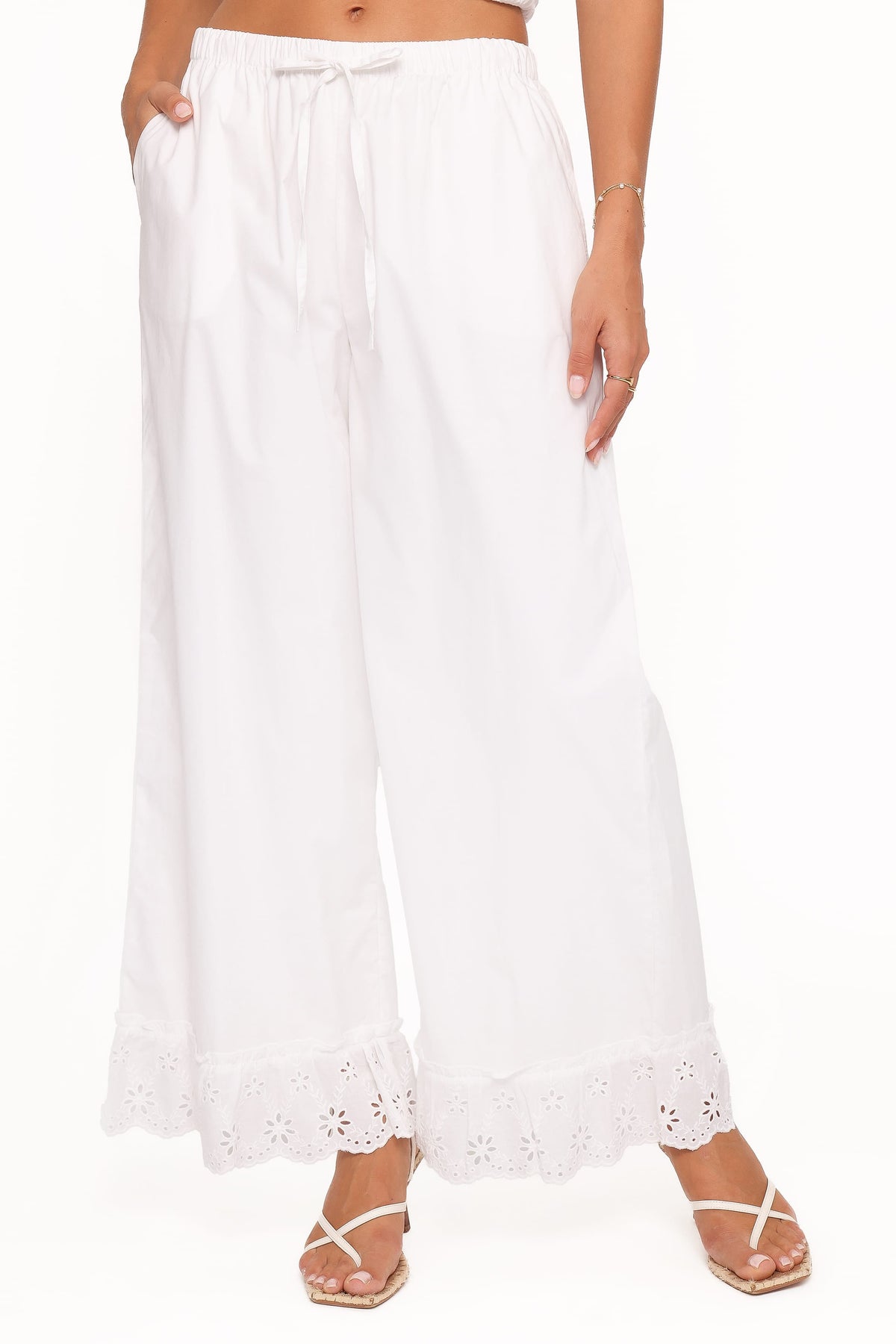 Eliska Frill Hem Pant in White – view 3 of 8