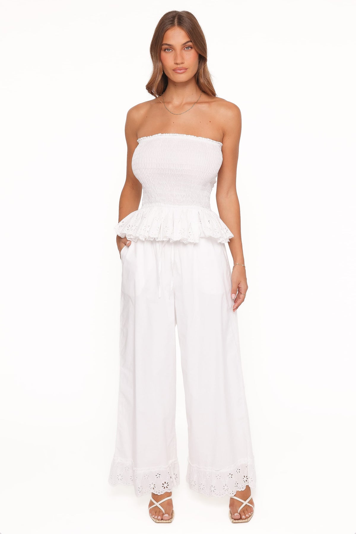 Eliska Frill Hem Pant in White – view 2 of 8
