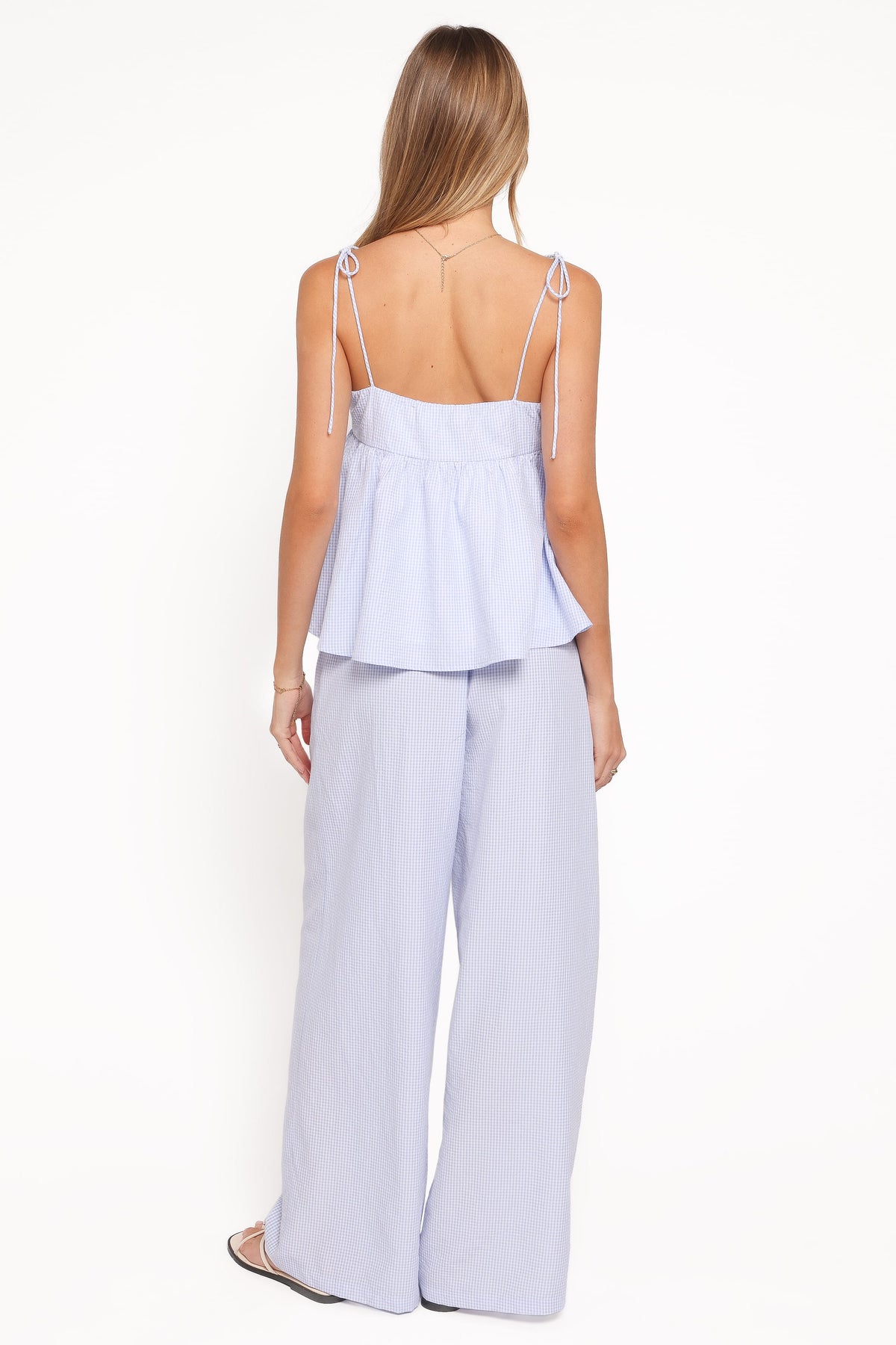 Elowen Wide Leg Pants in Blue Gingham – view 4 of 7