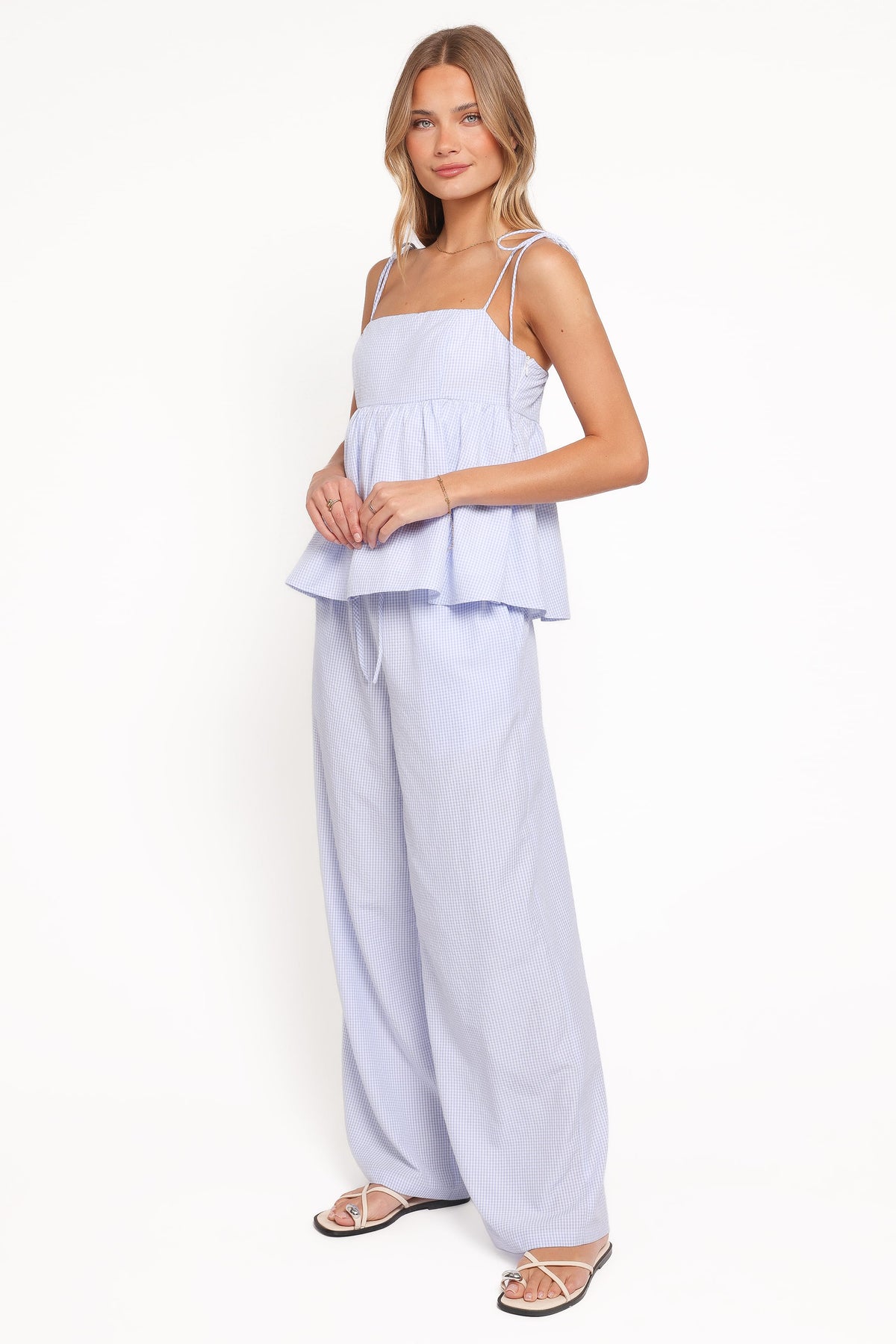 Elowen Wide Leg Pants in Blue Gingham – view 3 of 7