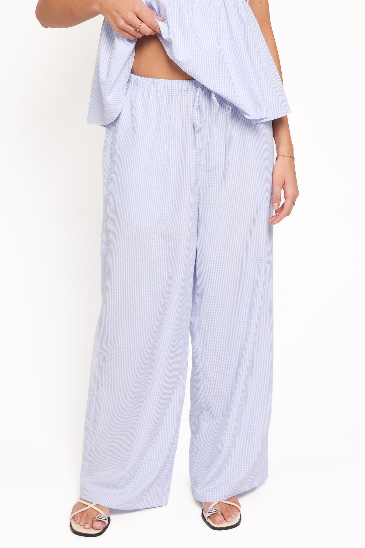 Elowen Wide Leg Pants in Blue Gingham – view 2 of 7