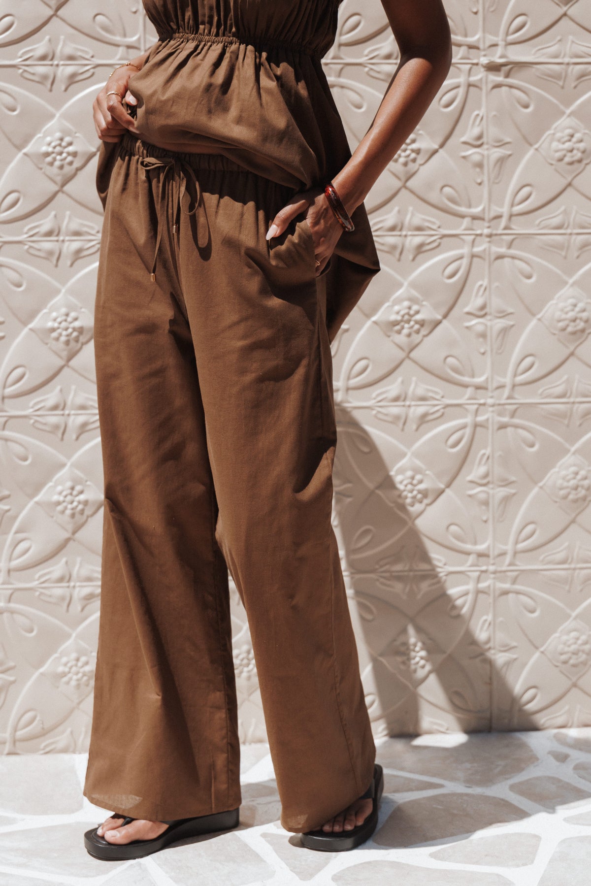 Ember Cotton Pants in Brown – view 1 of 8