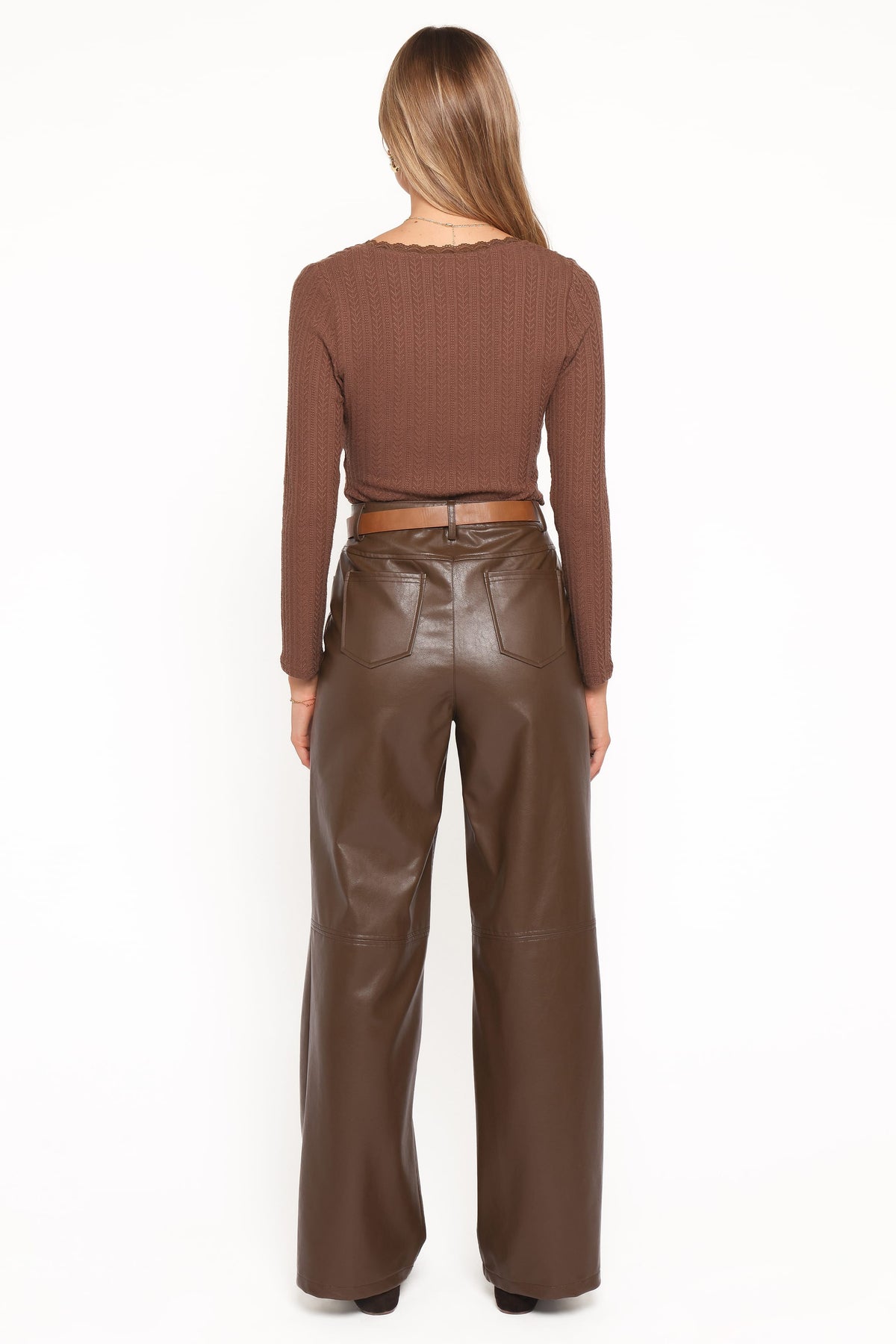 Emer Leather Pant in Chocolate Brown – view 4 of 6