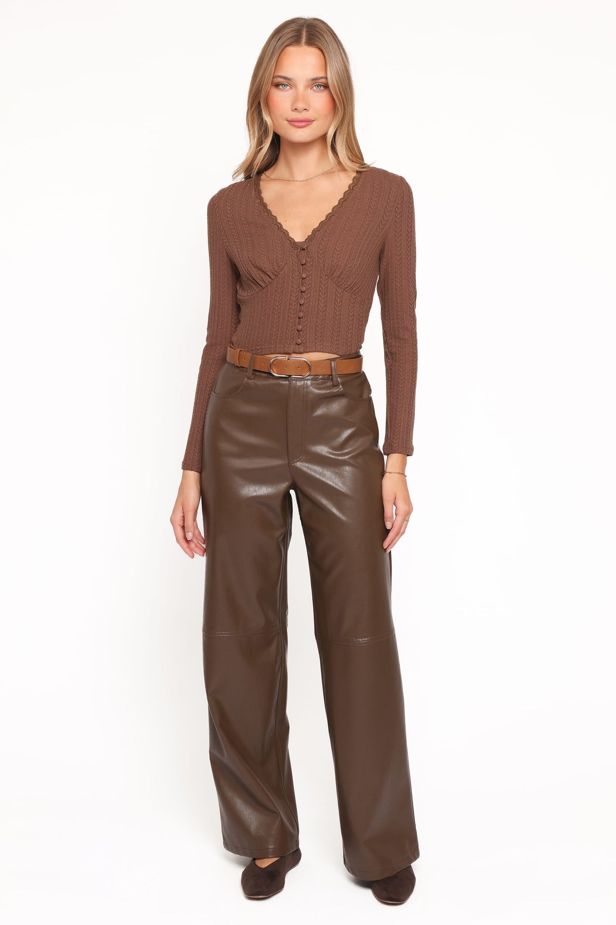Emer Leather Pant in Chocolate Brown – view 5 of 6