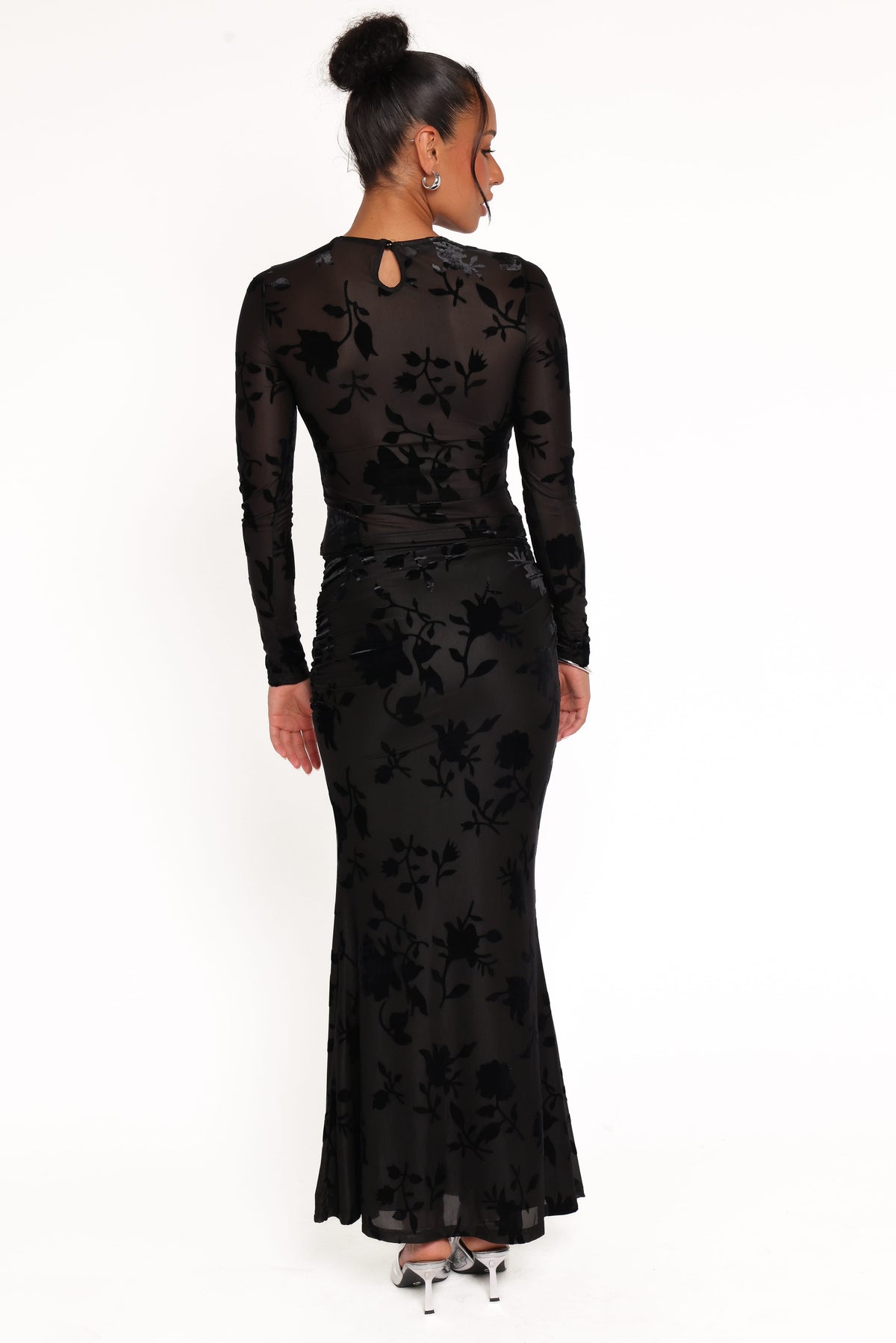 Emily Burnout Velvet Skirt in Black – view 3 of 7