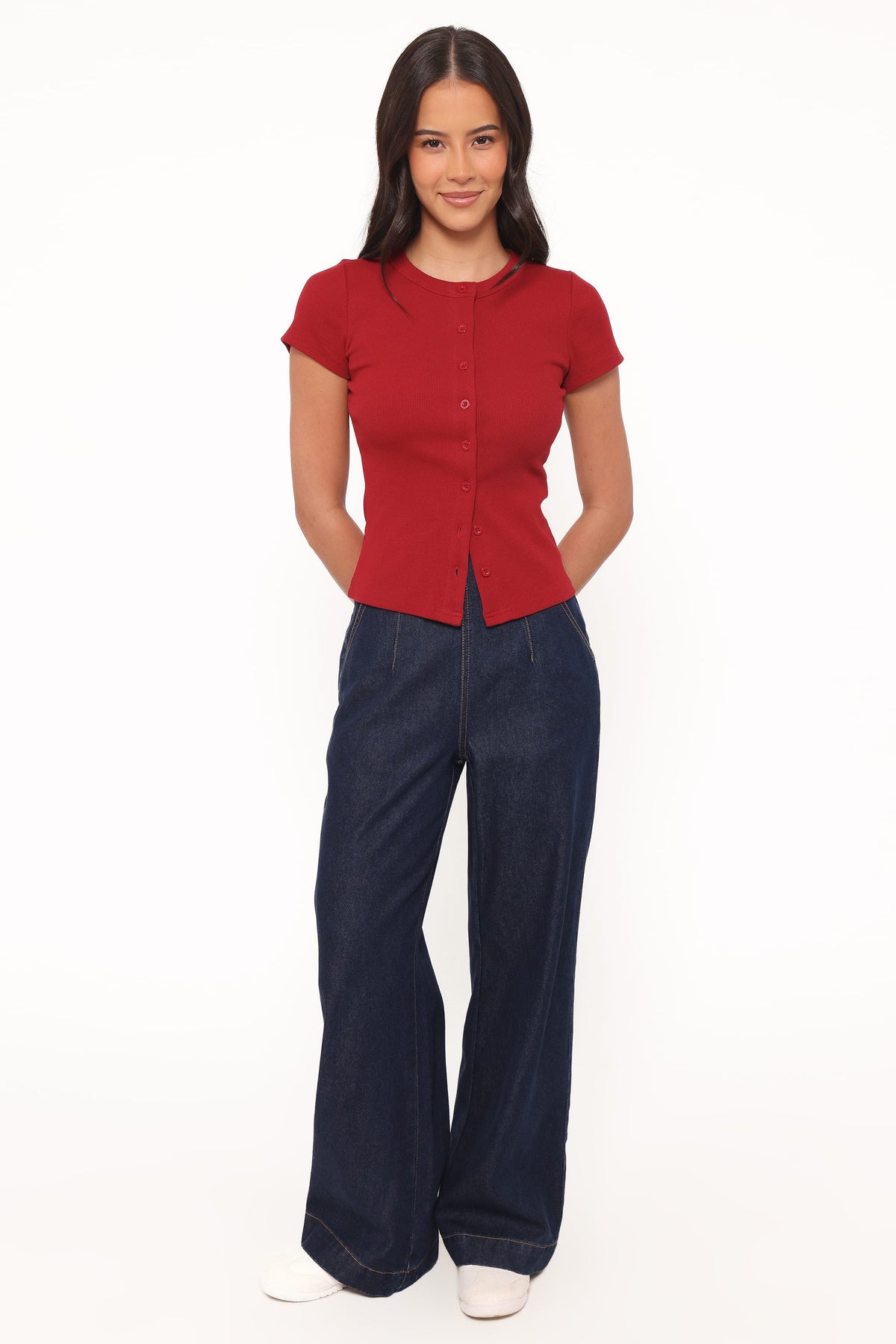 Evandra Straight Leg Denim Trouser Pant in Indigo – view 2 of 7