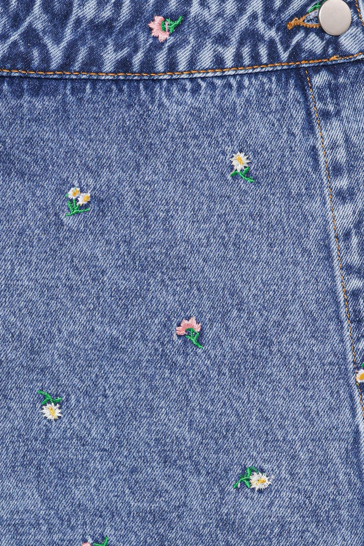 Evanna Denim Skort in Embroidery Medium Wash – view 8 of 9