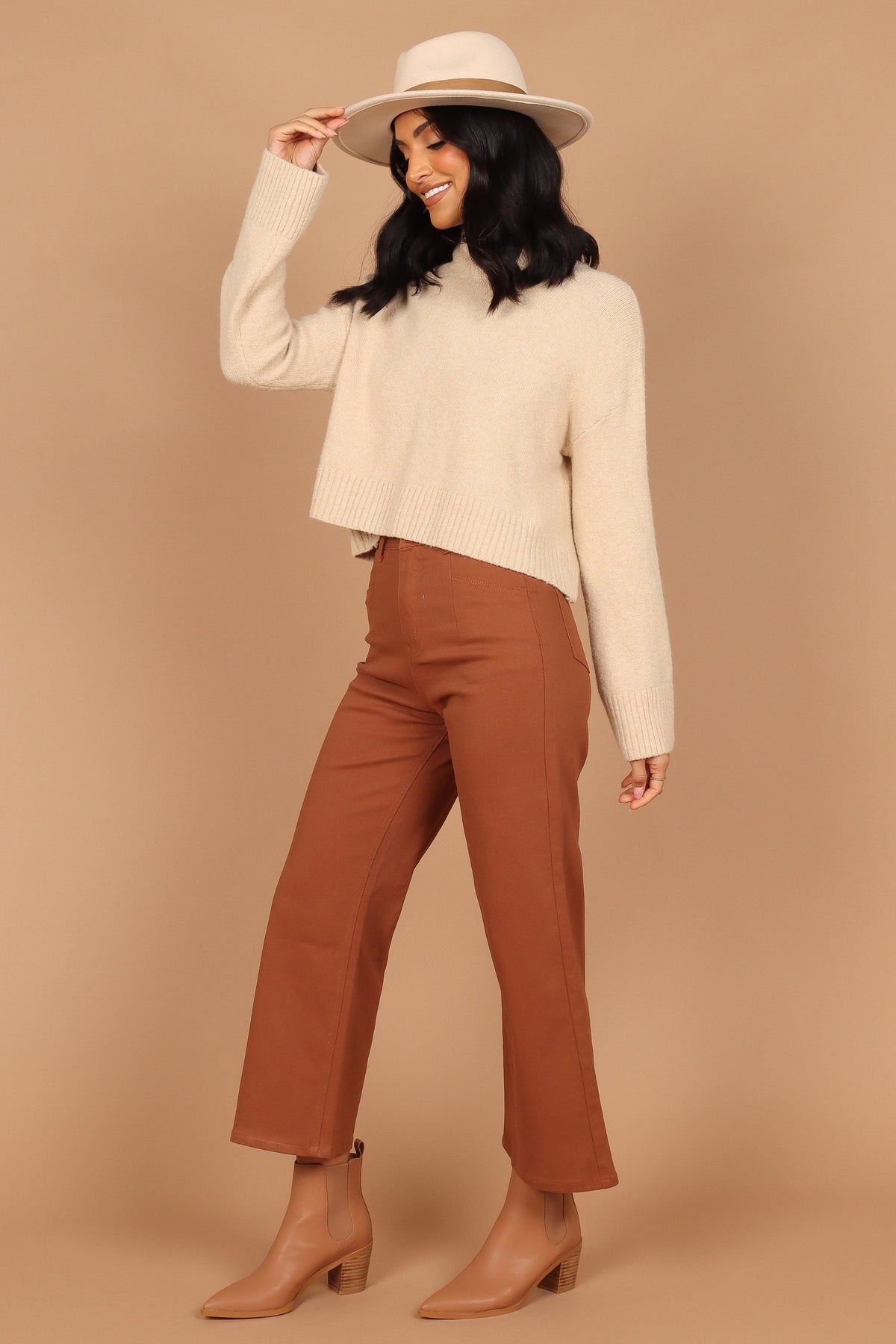 Georgette High Waisted Straight Leg Pants in Brown – view 8 of 8