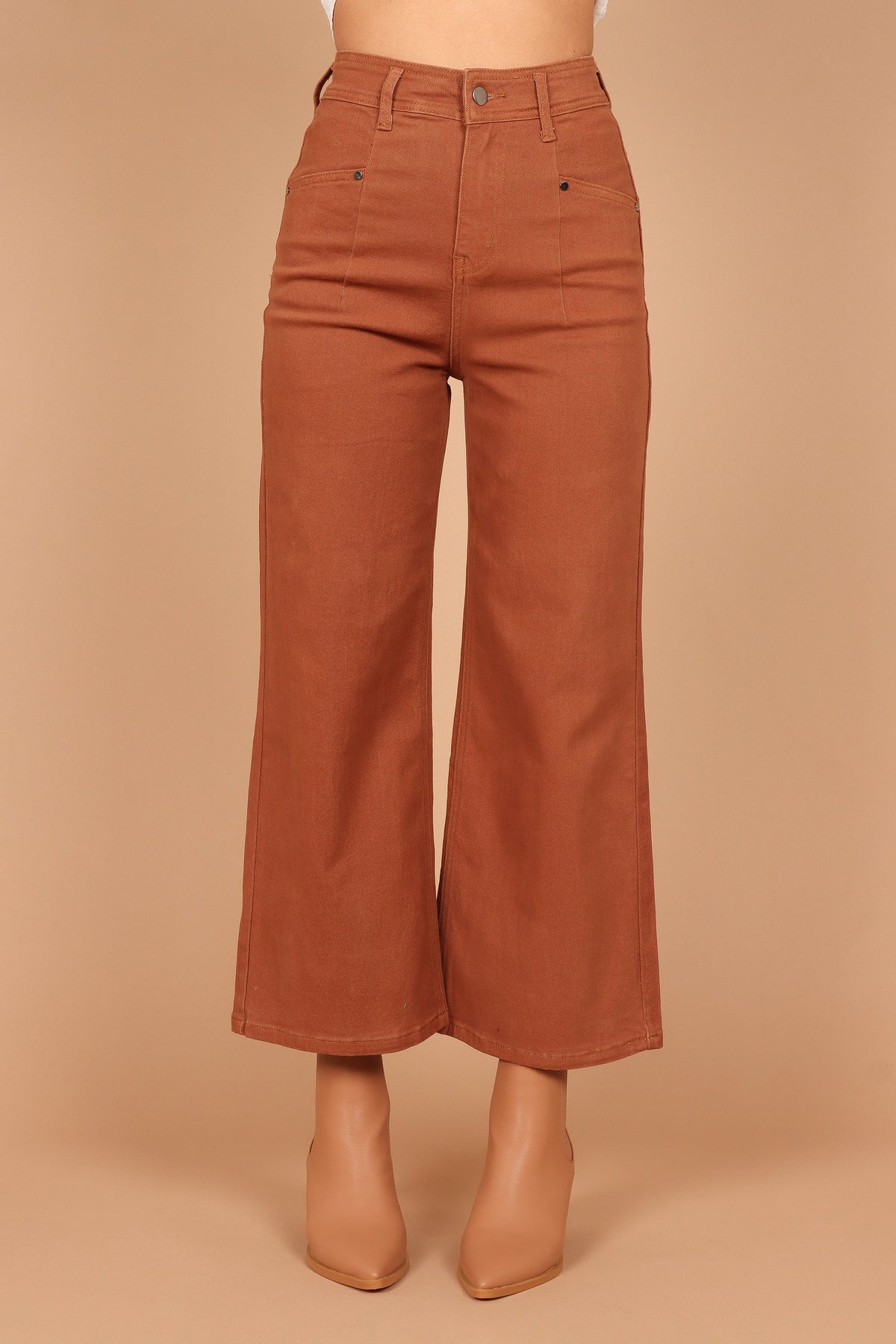 Georgette High Waisted Straight Leg Pants in Brown – view 4 of 8