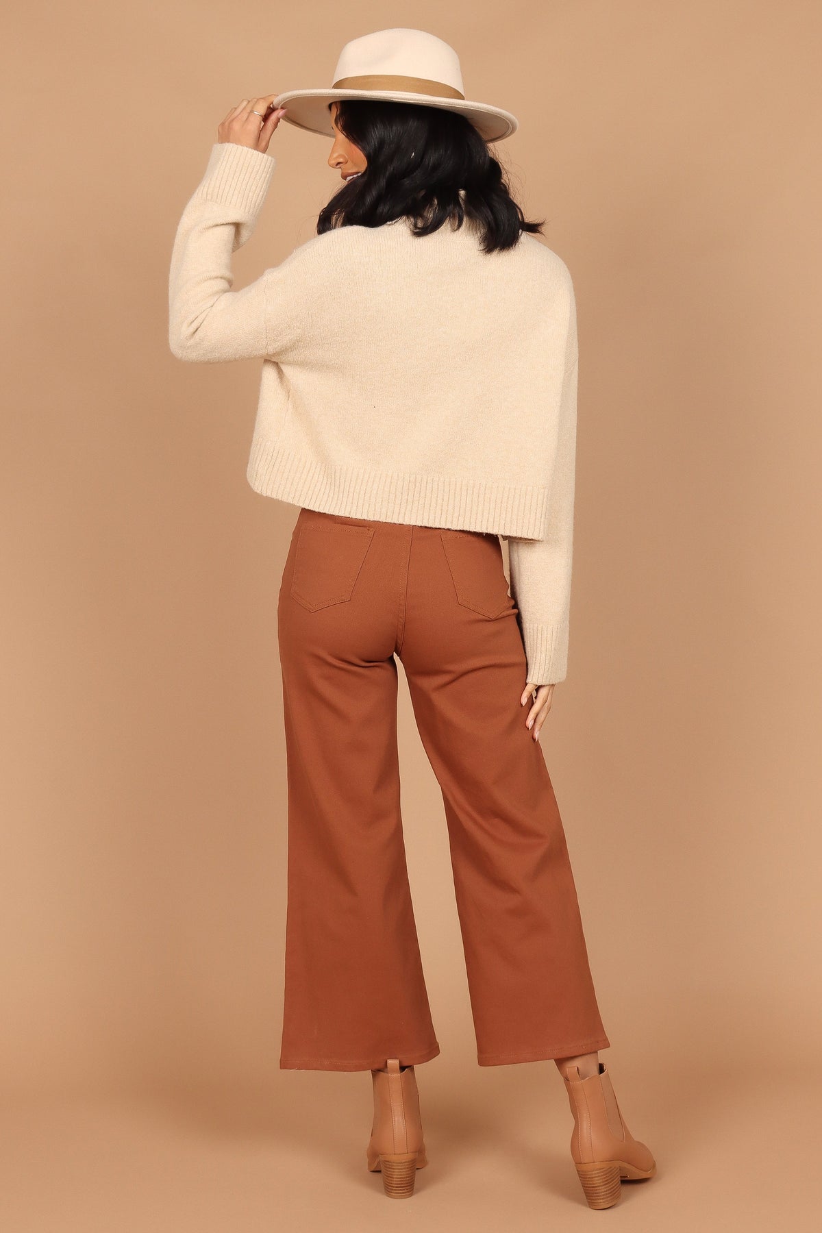 Georgette High Waisted Straight Leg Pants in Brown – view 2 of 8