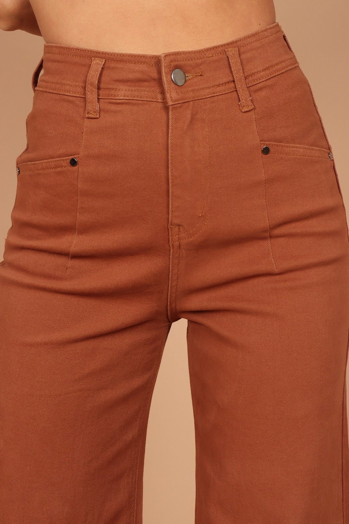 Georgette High Waisted Straight Leg Pants in Brown – view 3 of 8