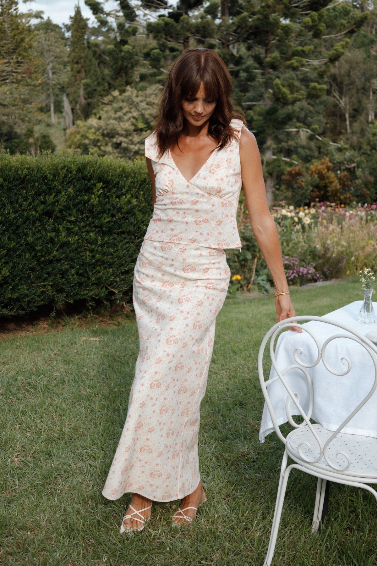 Giarda Maxi Skirt in Peach Ditsy Floral – view 7 of 7
