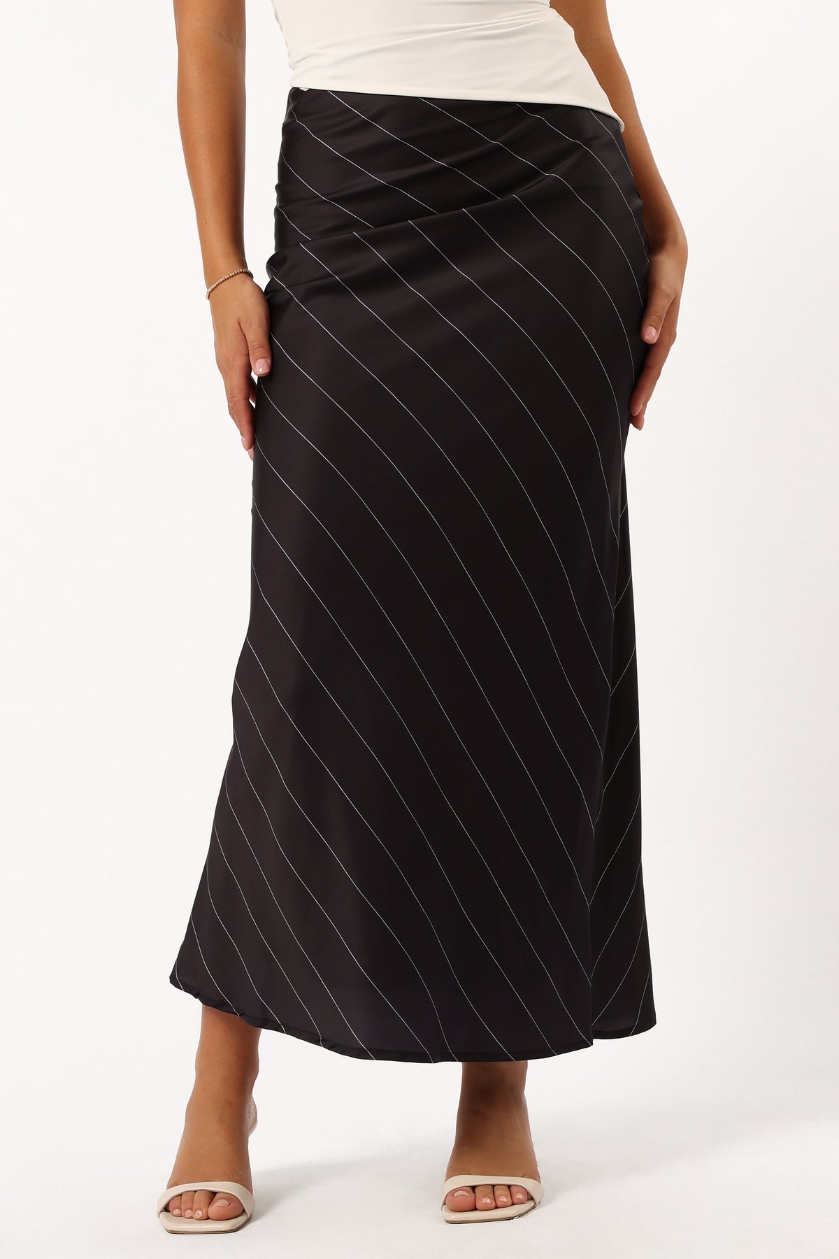 Heidi Stripe Slip Skirt in Black White Stripe – view 2 of 6