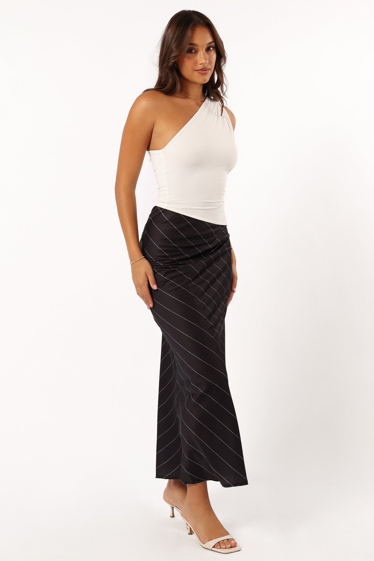 Heidi Stripe Slip Skirt in Black White Stripe – view 6 of 6