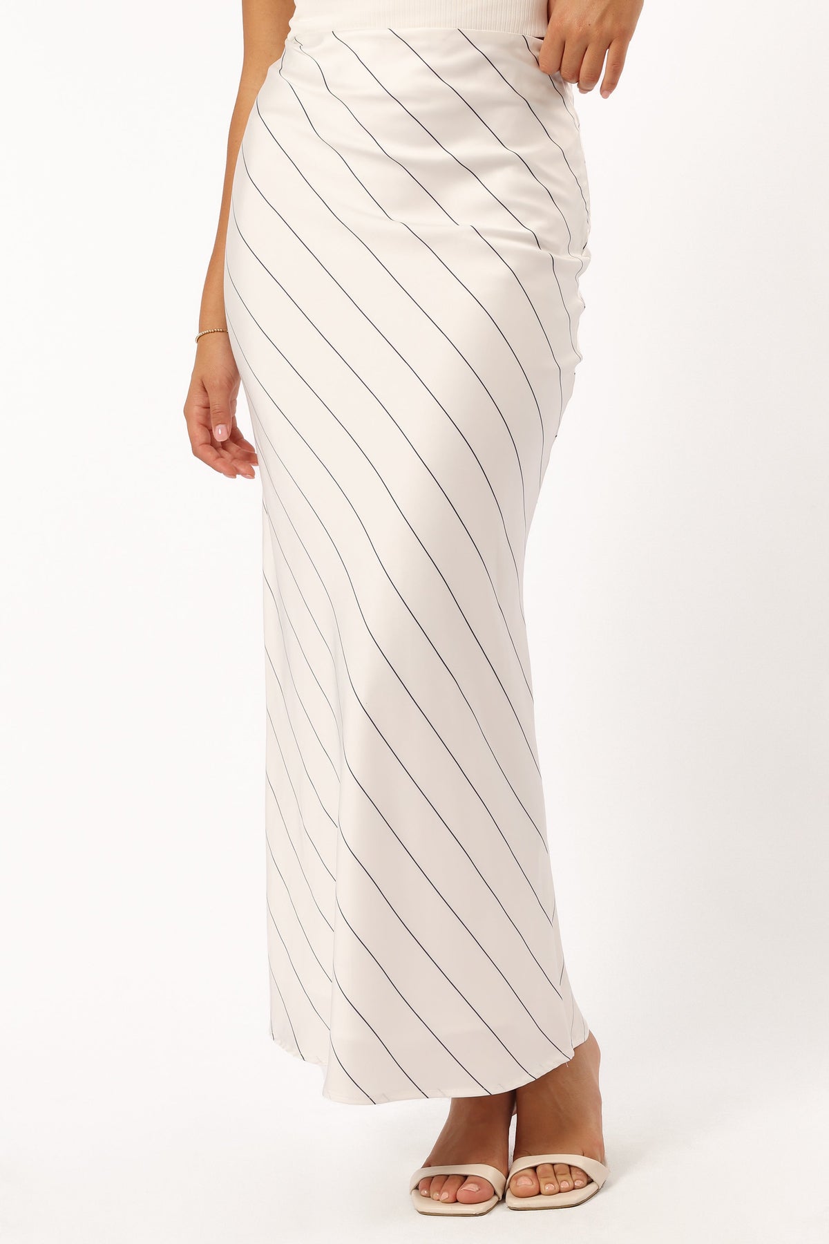 Heidi Stripe Slip Skirt in White Black Stripe – view 2 of 5
