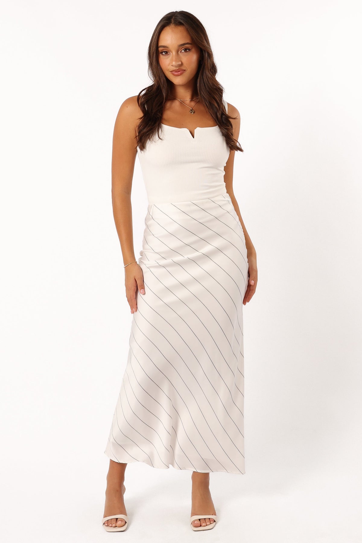 Heidi Stripe Slip Skirt in White Black Stripe – view 5 of 5
