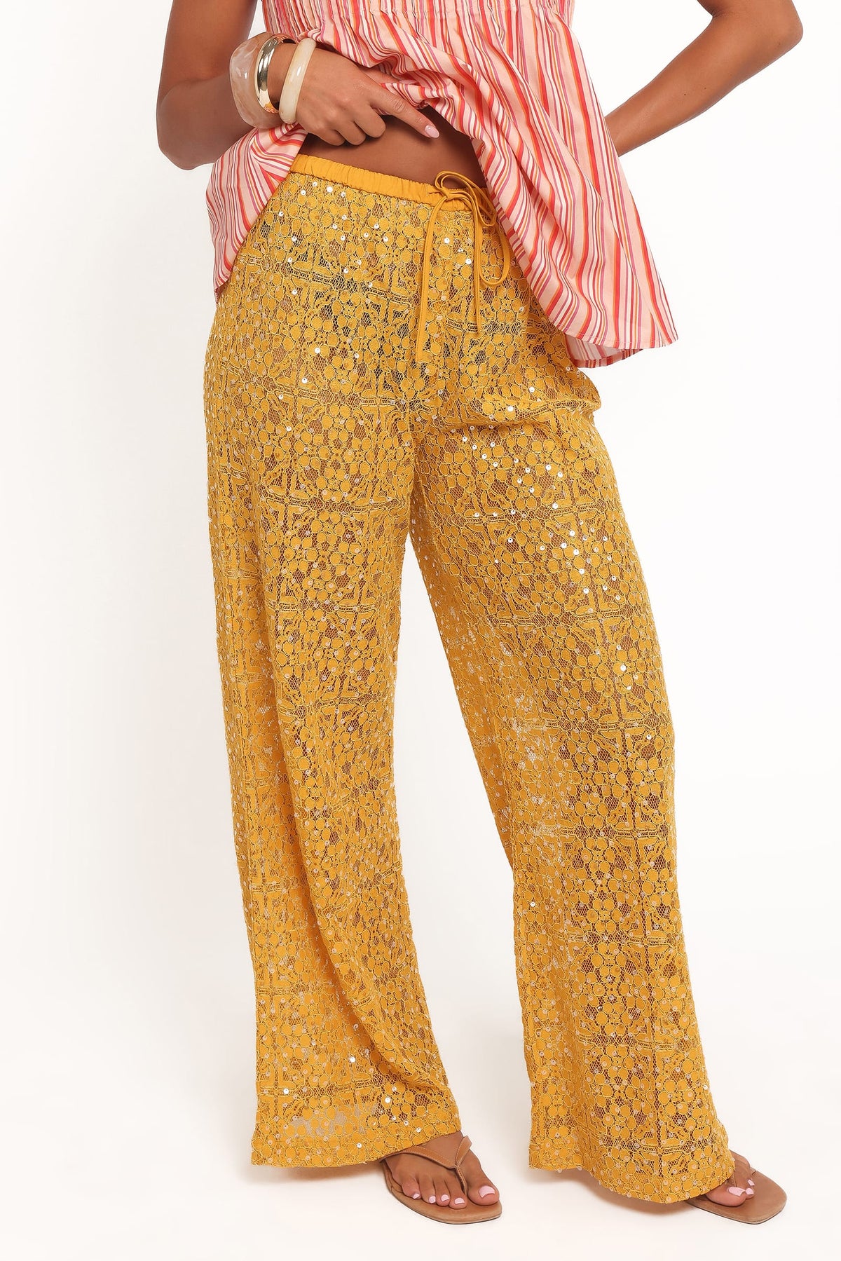 Jacinta Sequin Lace Pant in Mango – view 3 of 7