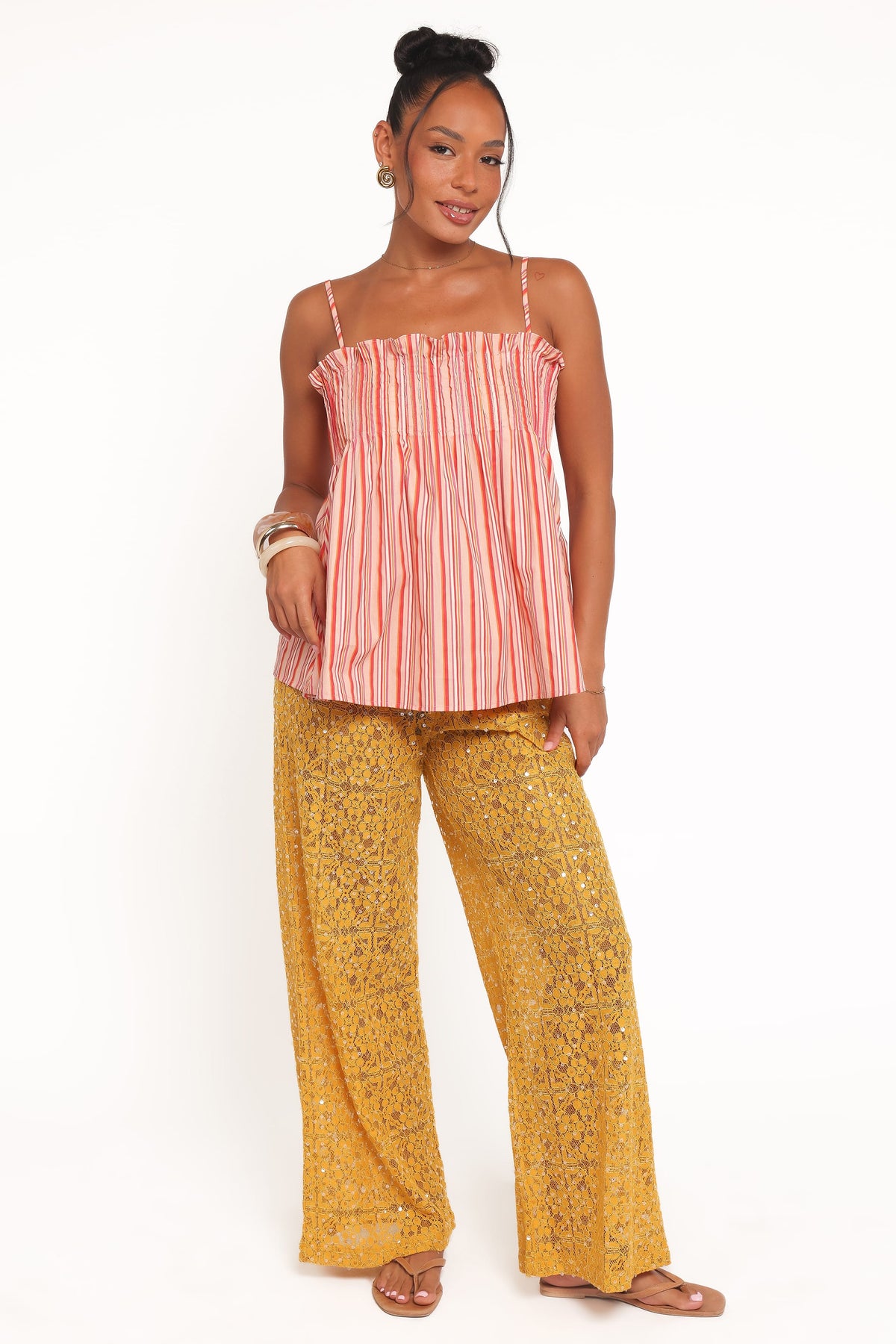 Jacinta Sequin Lace Pant in Mango – view 2 of 7