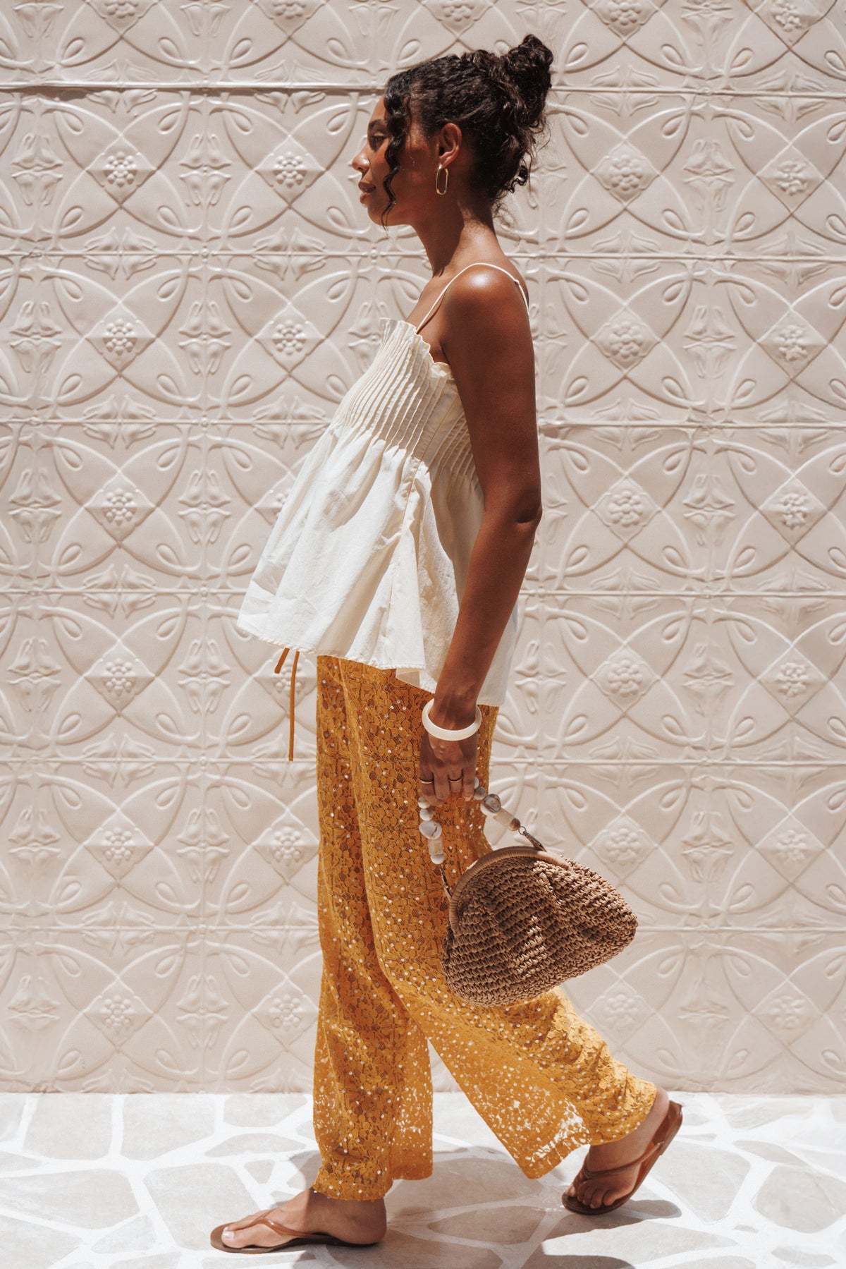 Jacinta Sequin Lace Pant in Mango – view 7 of 7