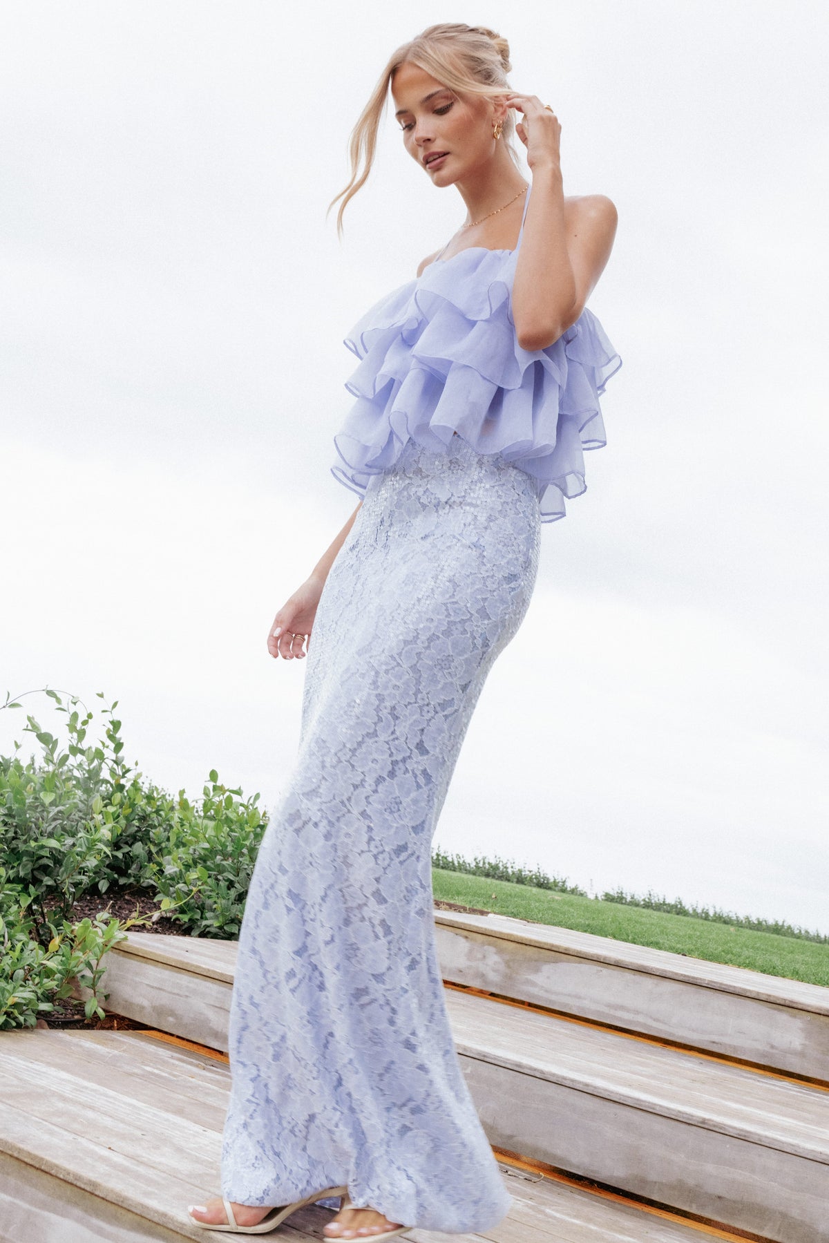 Jennings Lace Maxi Skirt in Blue Sequin – view 8 of 8