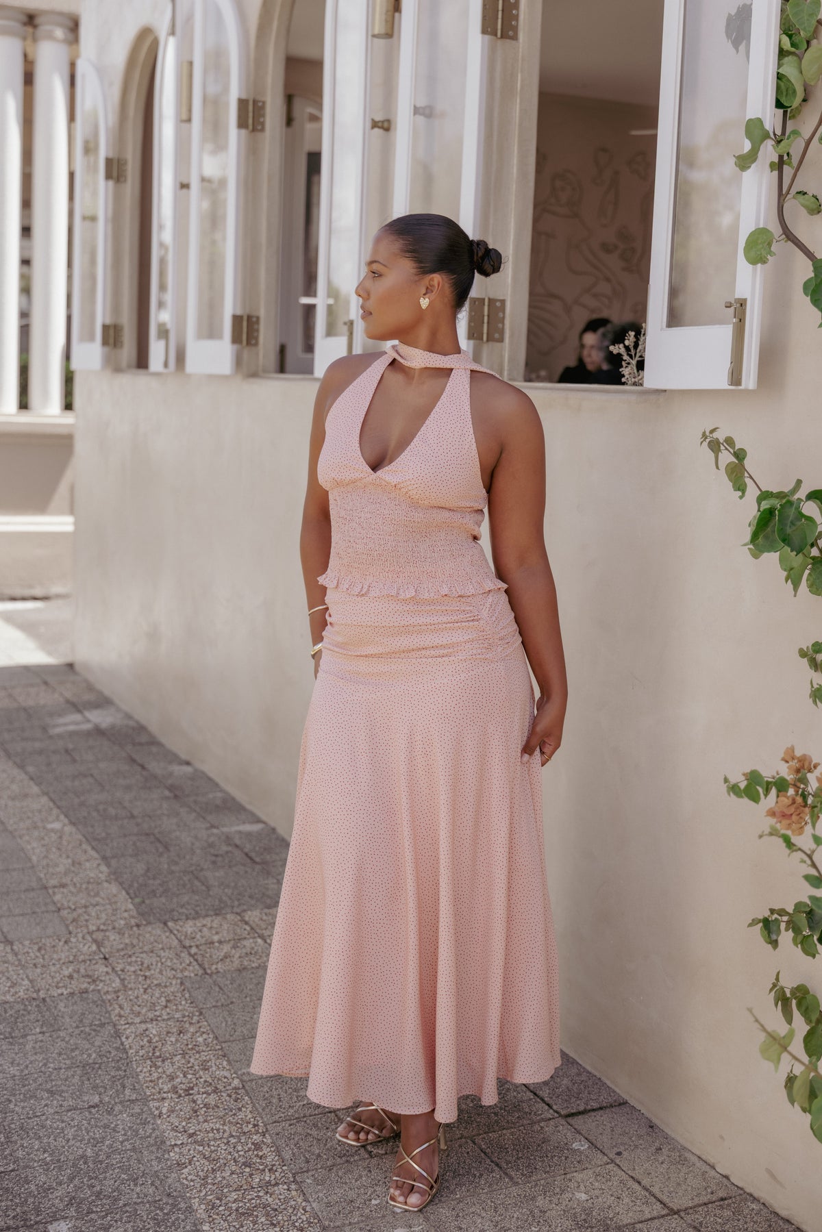 Lacy Maxi Skirt in Peach Polka Dot – view 6 of 6