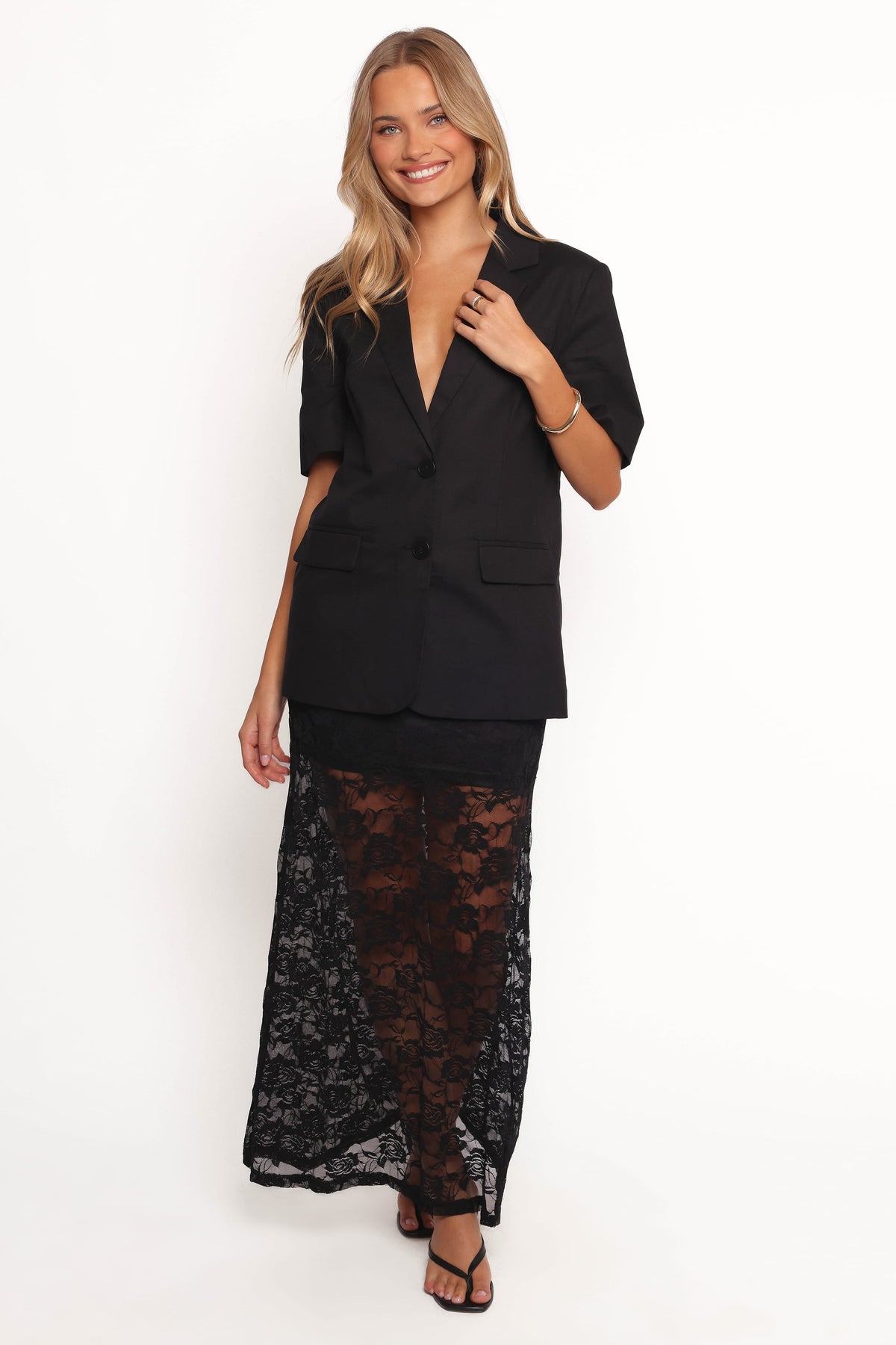 Laken Sheer Lace Maxi Skirt in Black – view 1 of 6