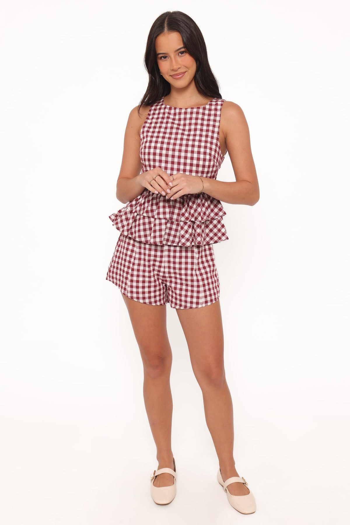 Landon Fitted Shorts in Burgundy Gingham – view 7 of 10