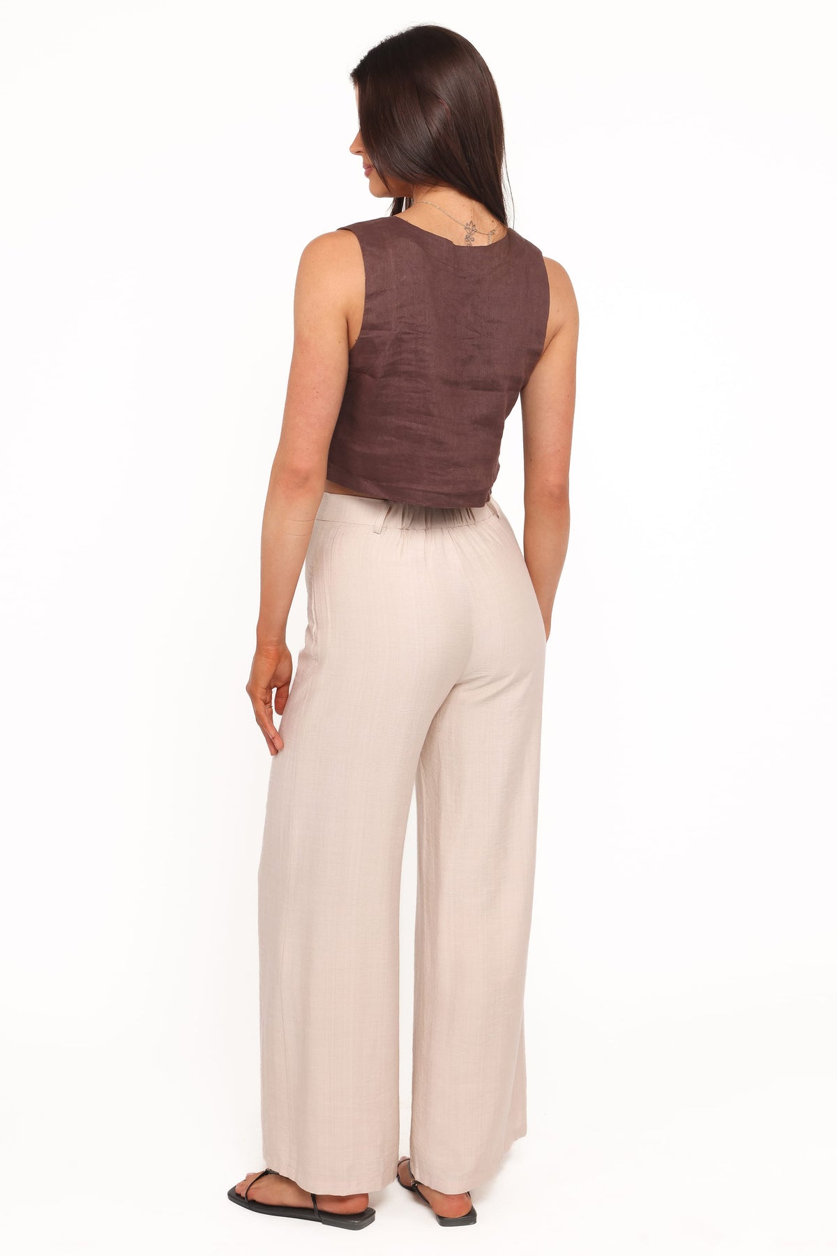Lauren Wide Leg Pant in Beige – view 5 of 6