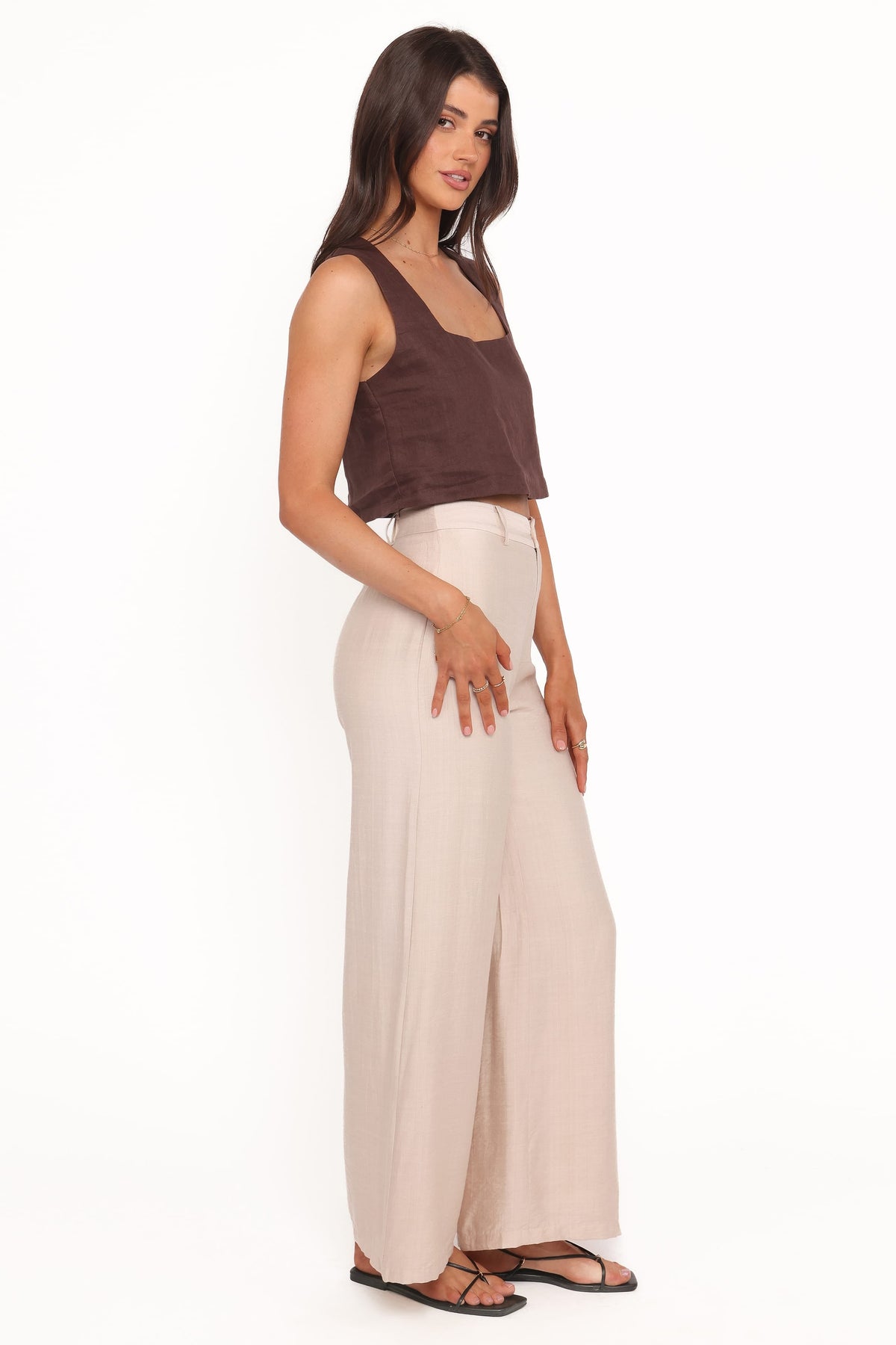 Lauren Wide Leg Pant in Beige – view 4 of 6