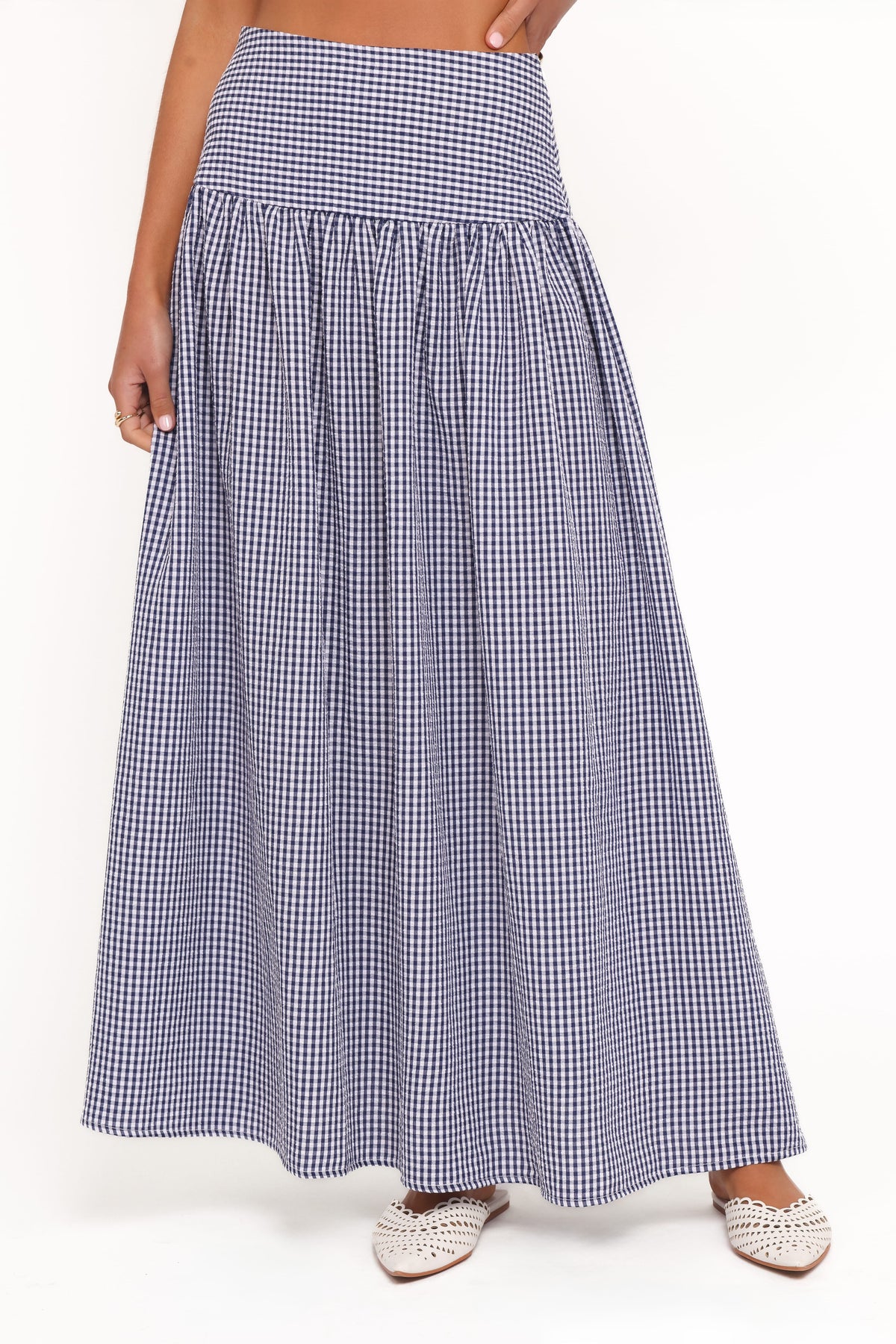 Laurita Maxi Skirt in Navy Gingham – view 3 of 8